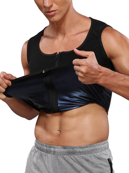 LALAMEON Sweat Vest for Men Waist Trainer Sauna Vest Body Shaper Polymer Zipper Weight Loss Sauna Tank Top Workout Shirt