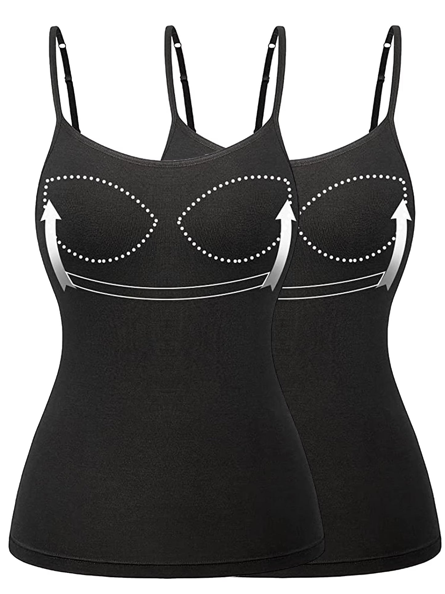 COMFREE Camisole with Built in Bra for Women Plus Size Tank Tops Wide Strap Tops(S-3XL)