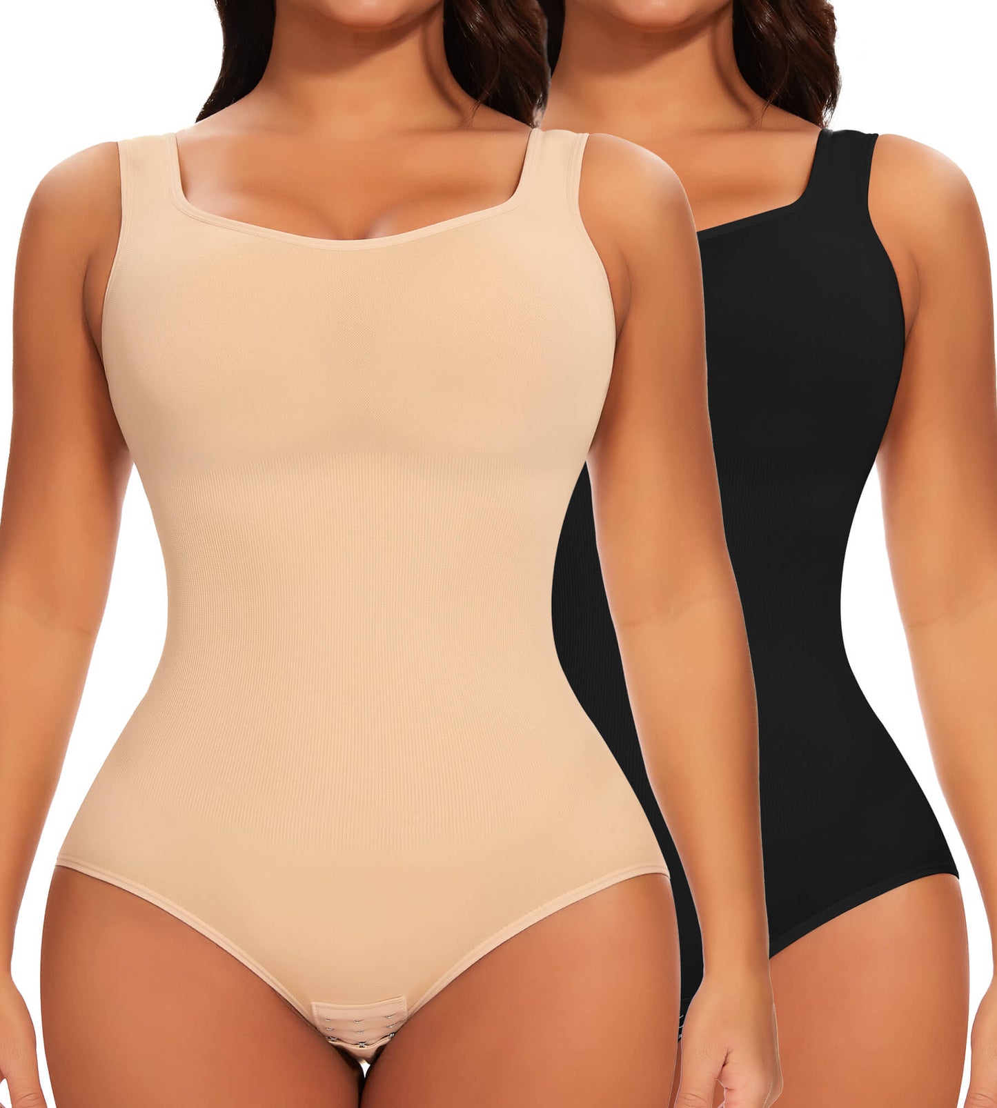 MANIFIQUE 2 Piece Shapewear Bodysuit for Women Tummy Control Slim Fit Sleeveless Round Neck Body Suit