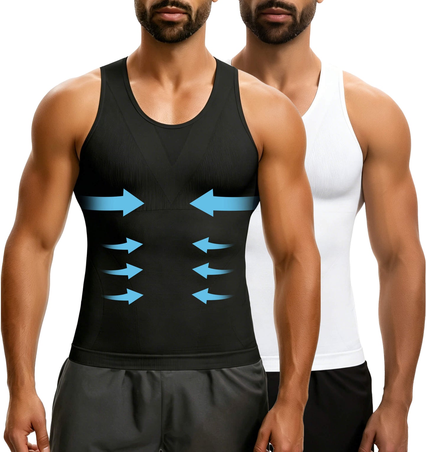 MANIFIQUE Gynecomastia Compression Shirts for Men - Sleeveless Slimming Undershirts Body Shaper Workout Tank Top