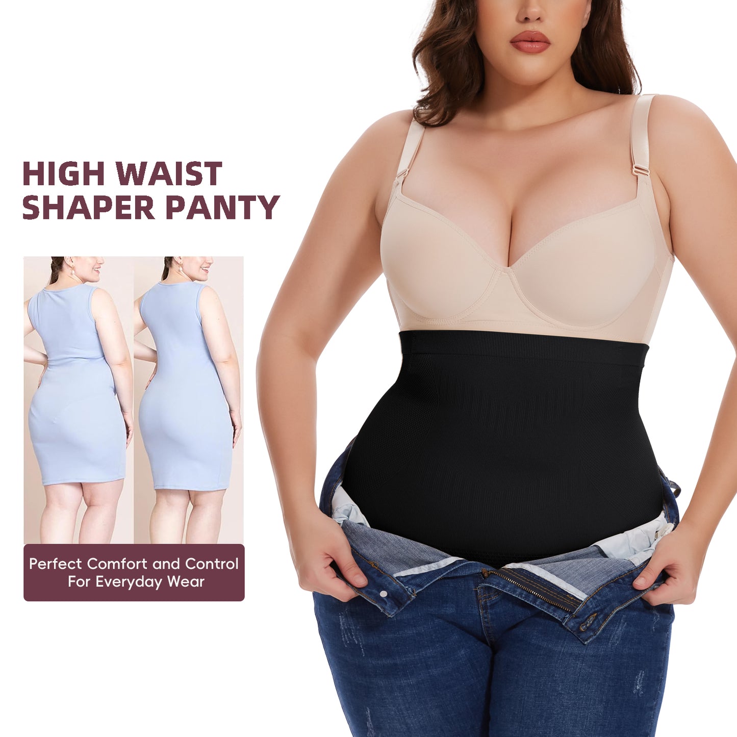 MISS MOLY Womens Plus Size Shapewear Panties Tummy Control High Waist Body Shaper
