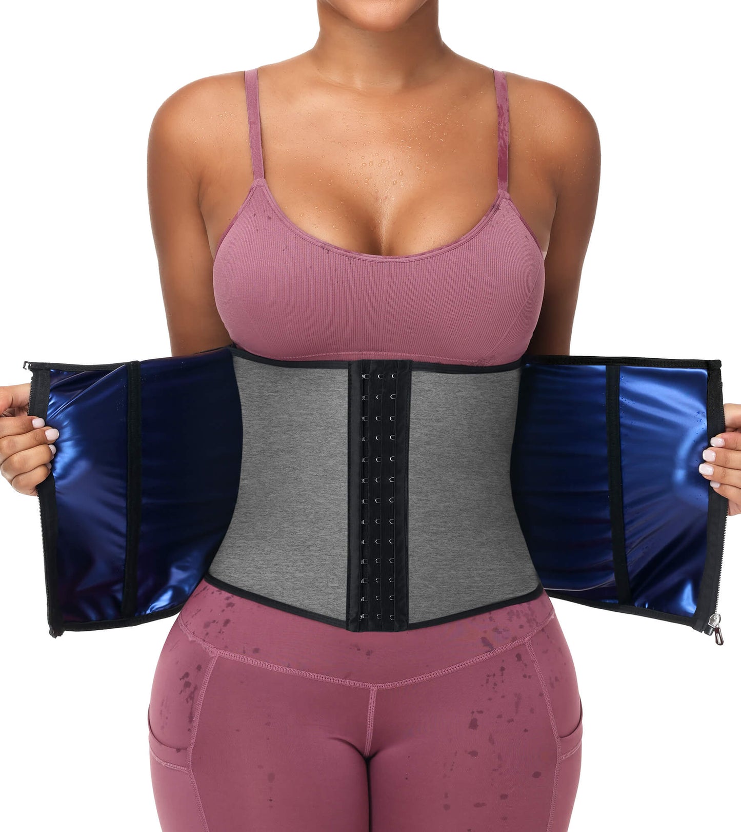 MANIFIQUE Waist Trainer for Women Lower Belly Waist Trimmer Corset with Zipper Sweat Belt