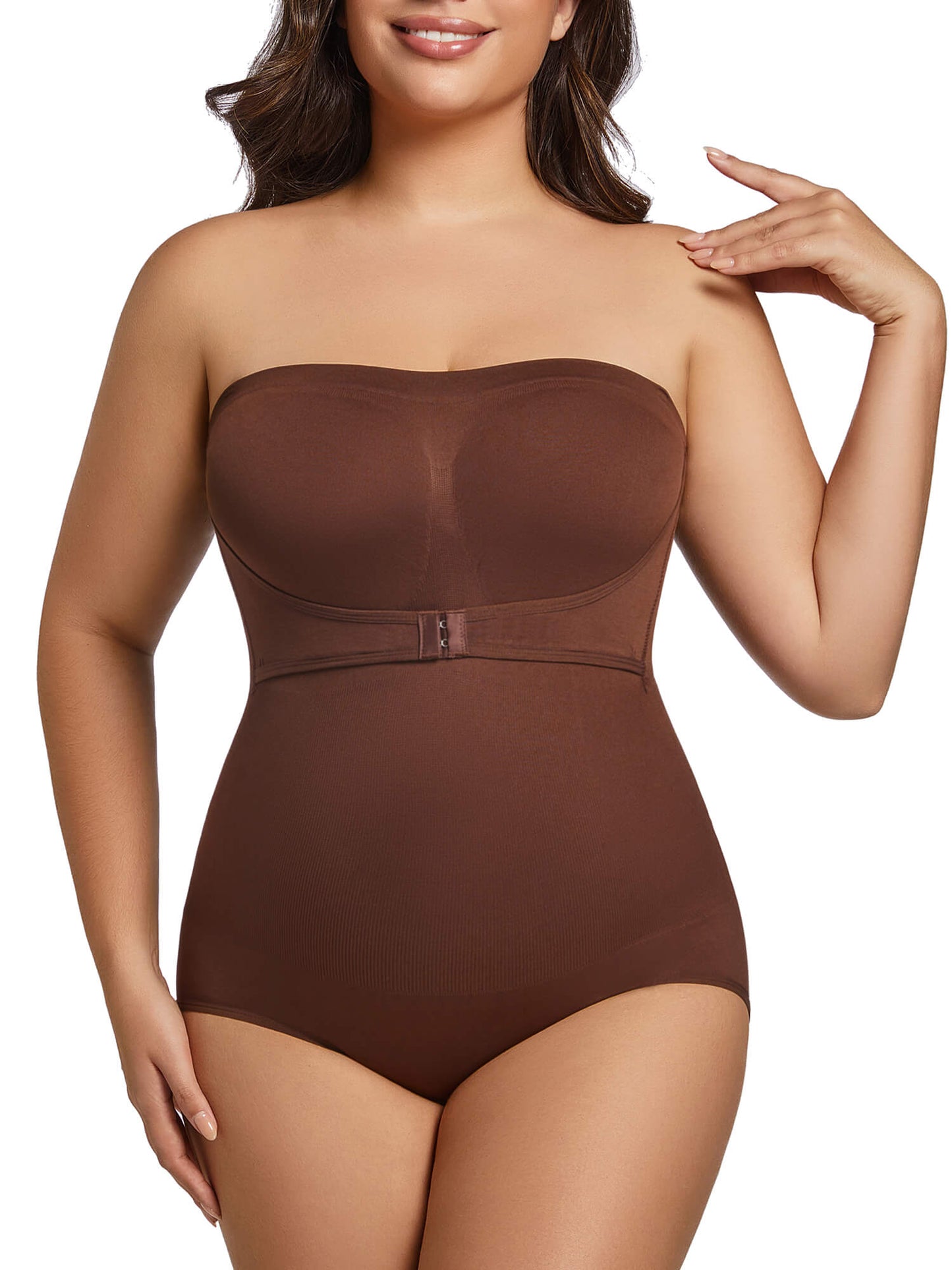 MANIFIQUE Plus Size Strapless Bodysuit for Women Tummy Control Shapewear Seamless Faja Body Shaper with Removable Straps