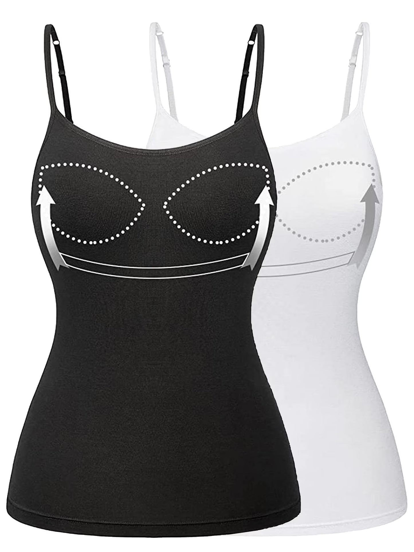 COMFREE Camisole with Built in Bra for Women Plus Size Tank Tops Wide Strap Tops(S-3XL)