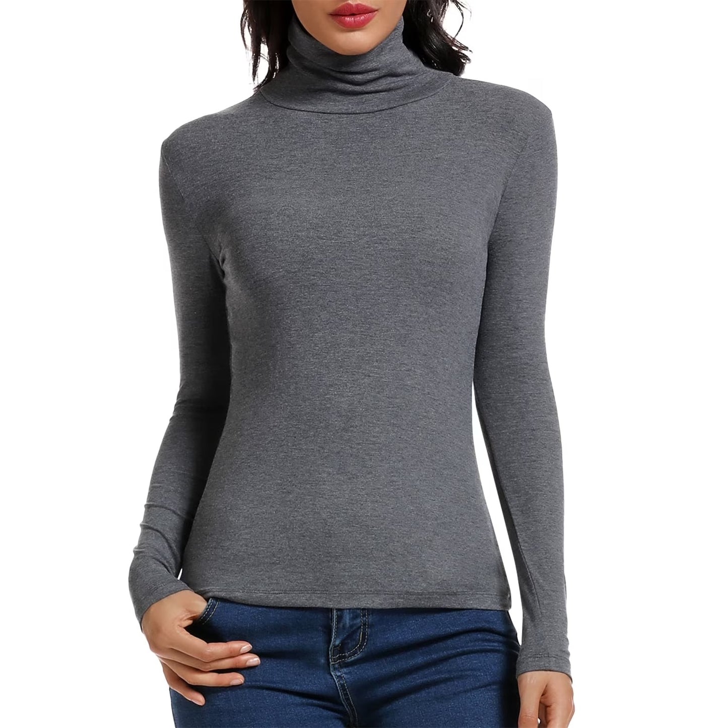 FITVALEN Turtleneck for Women Long Sleeve Women's Shirt Lightweight Basic Stretch Layer Top