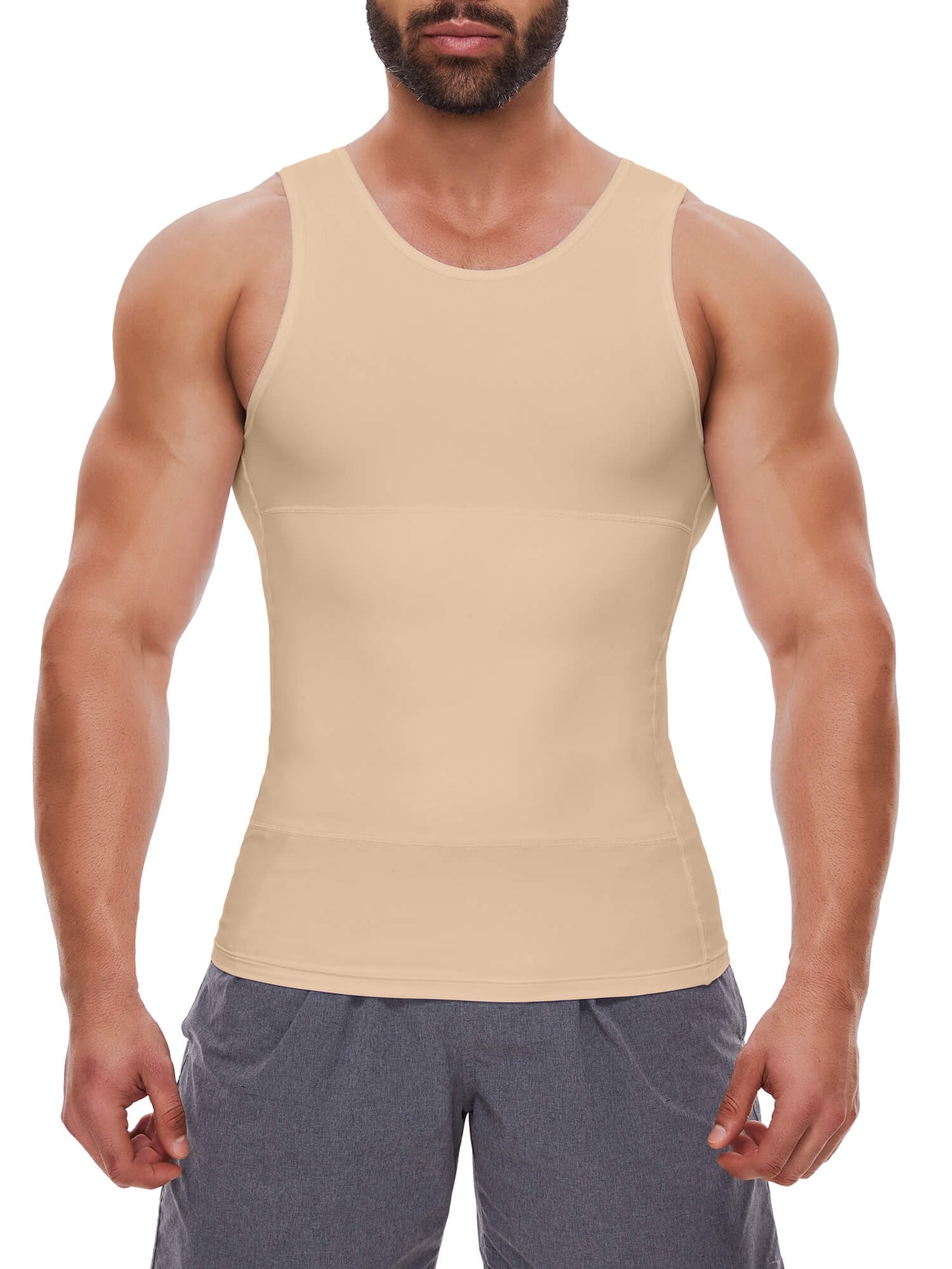 MANIFIQUE Gynecomastia Compression Shirts for Men, Tank Top Tummy Control Body Shaper, Slimming Undershirt