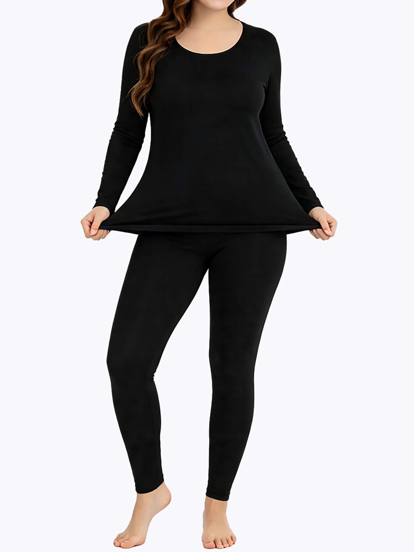 MANIFIQUE Plus Size Thermal Underwear for Women Long Johns Base Layer Top and Bottom Sets XL-5XL