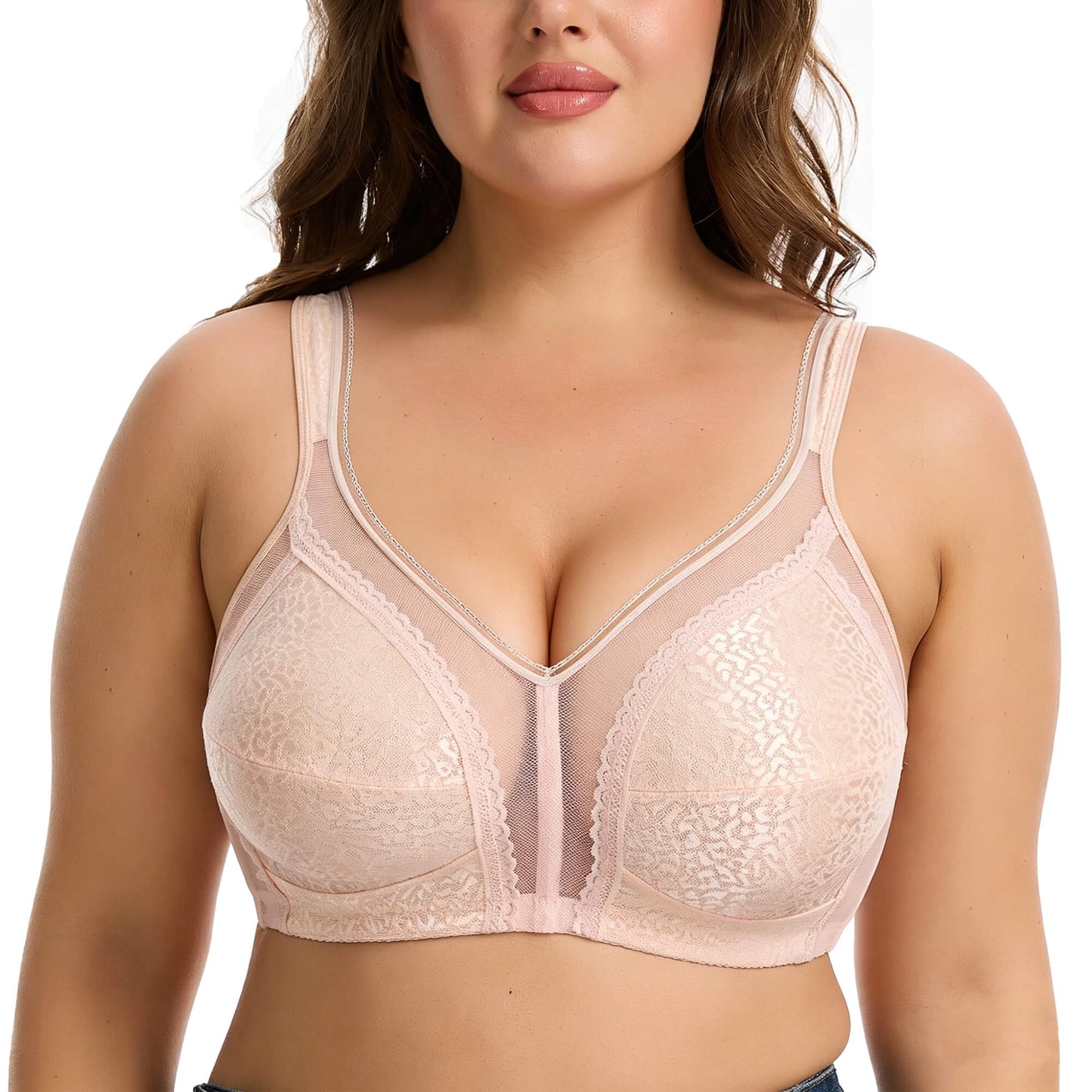 MANIFIQUE Women's Full Figure Minimizer Bras Comfort Large Busts Wire-Free Non Padded Plus Size Bra