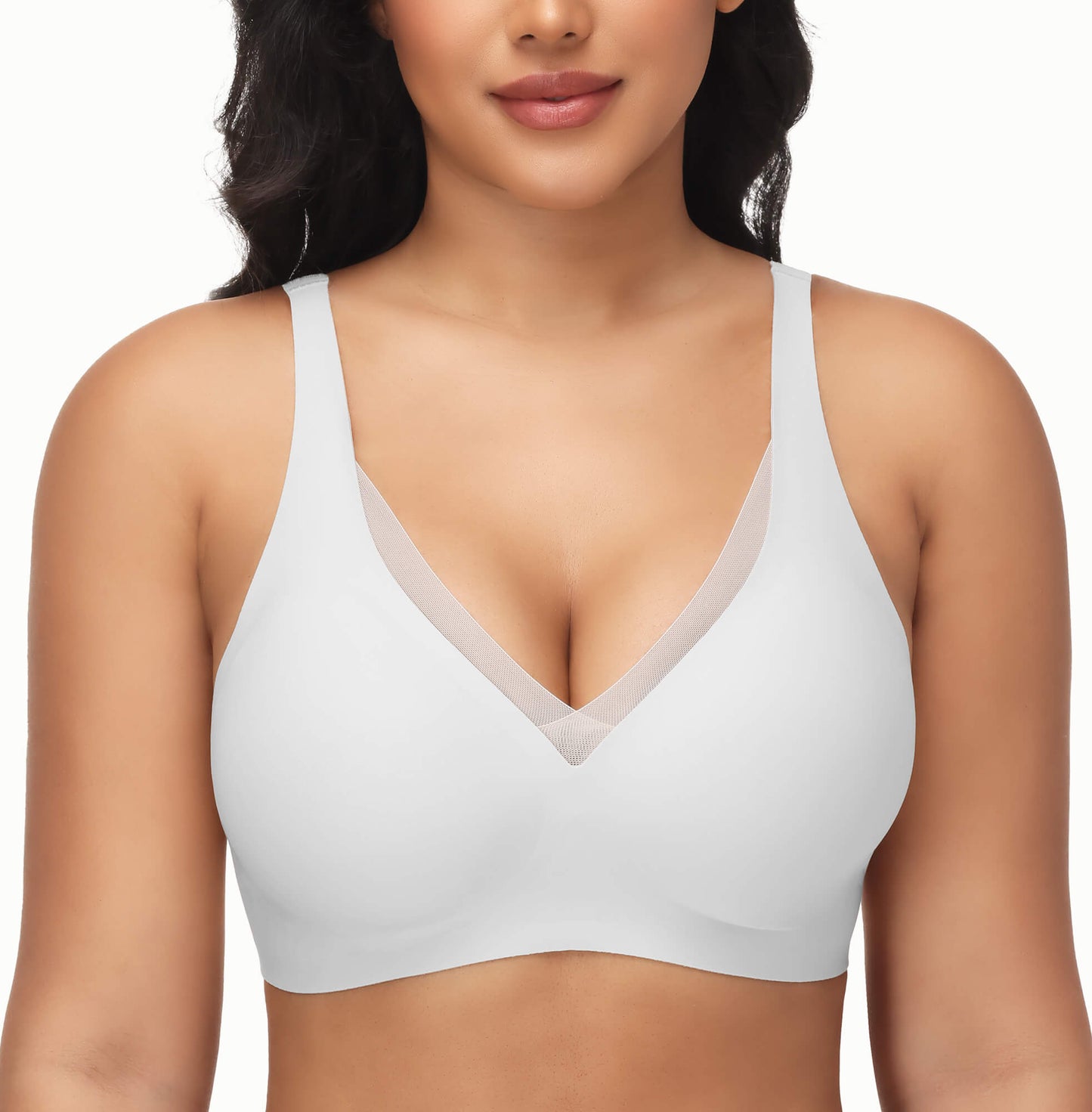 Womens Push Up Wireless Bras V Mesh Comfortable Bralette Supportive Tshirt Bra No Underwire Seamless Everyday Bras