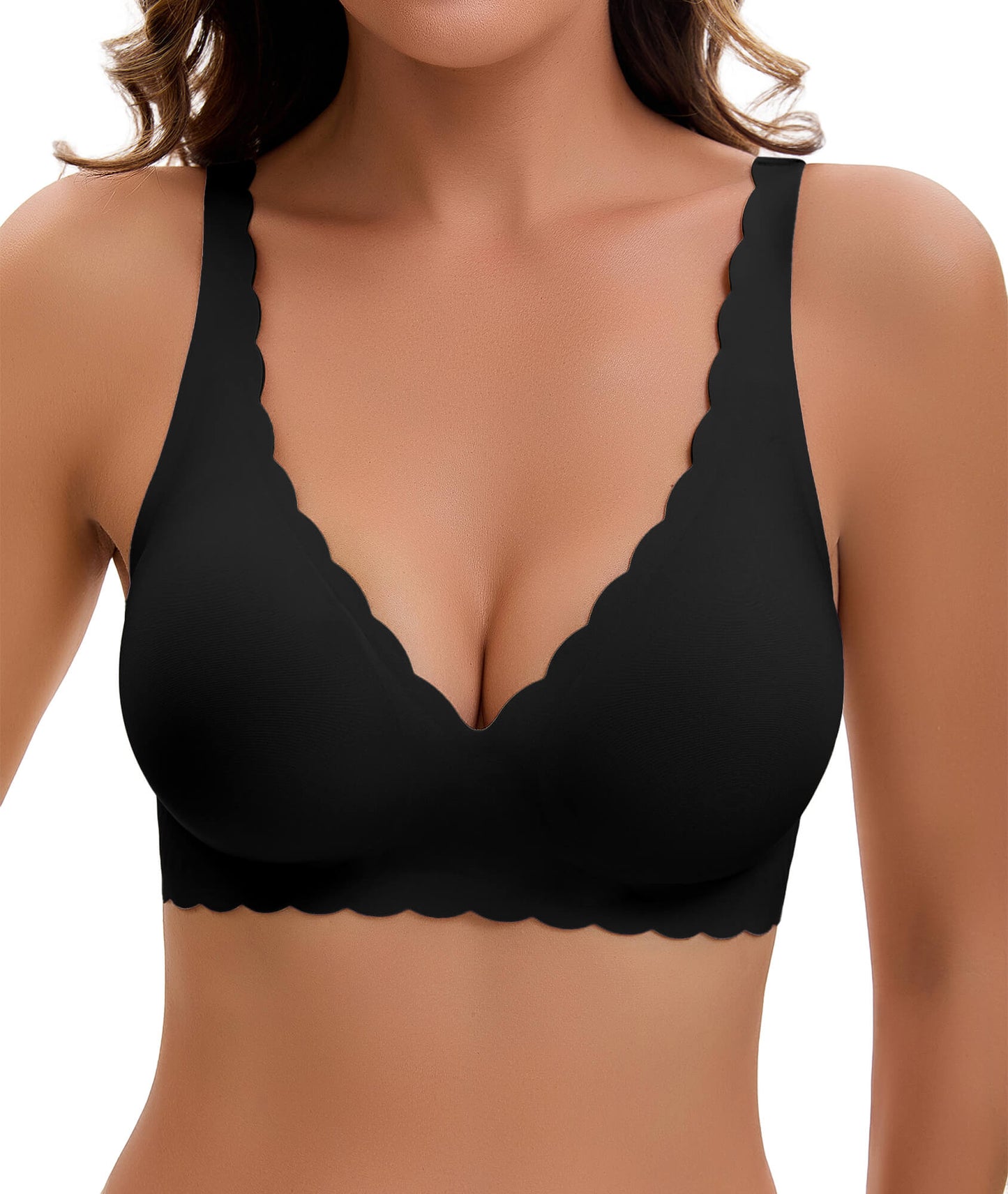 MANIFIQUE Jelly Bras for Women No Underwire Scalloped Push Up Wireless Bralettes Seamless Soft Comfort Everyday Tshirt Bra