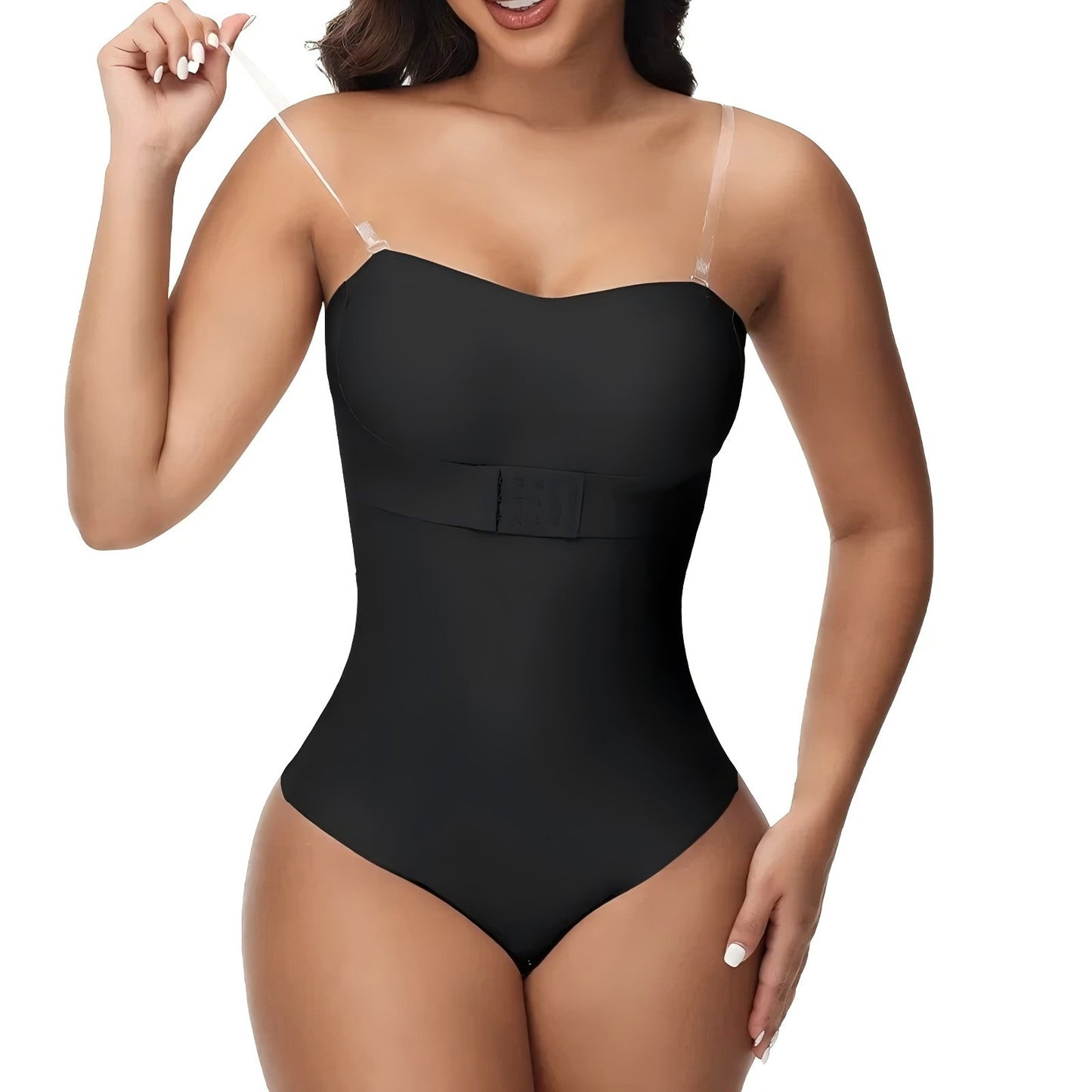 MISS COCOLI Strapless Shapewear Bodysuits for Women with Built in Bra Removable Tummy Control Shapewear Thong Sculpting Body Shaper
