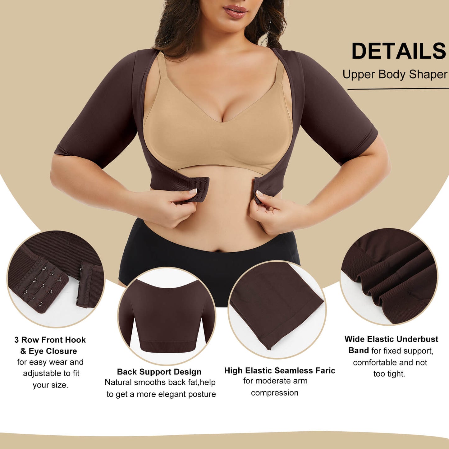 MANIFIQUE Women's Plus Size Shapewear Tops Post Surgery Compression Sleeve for Arm Shaper