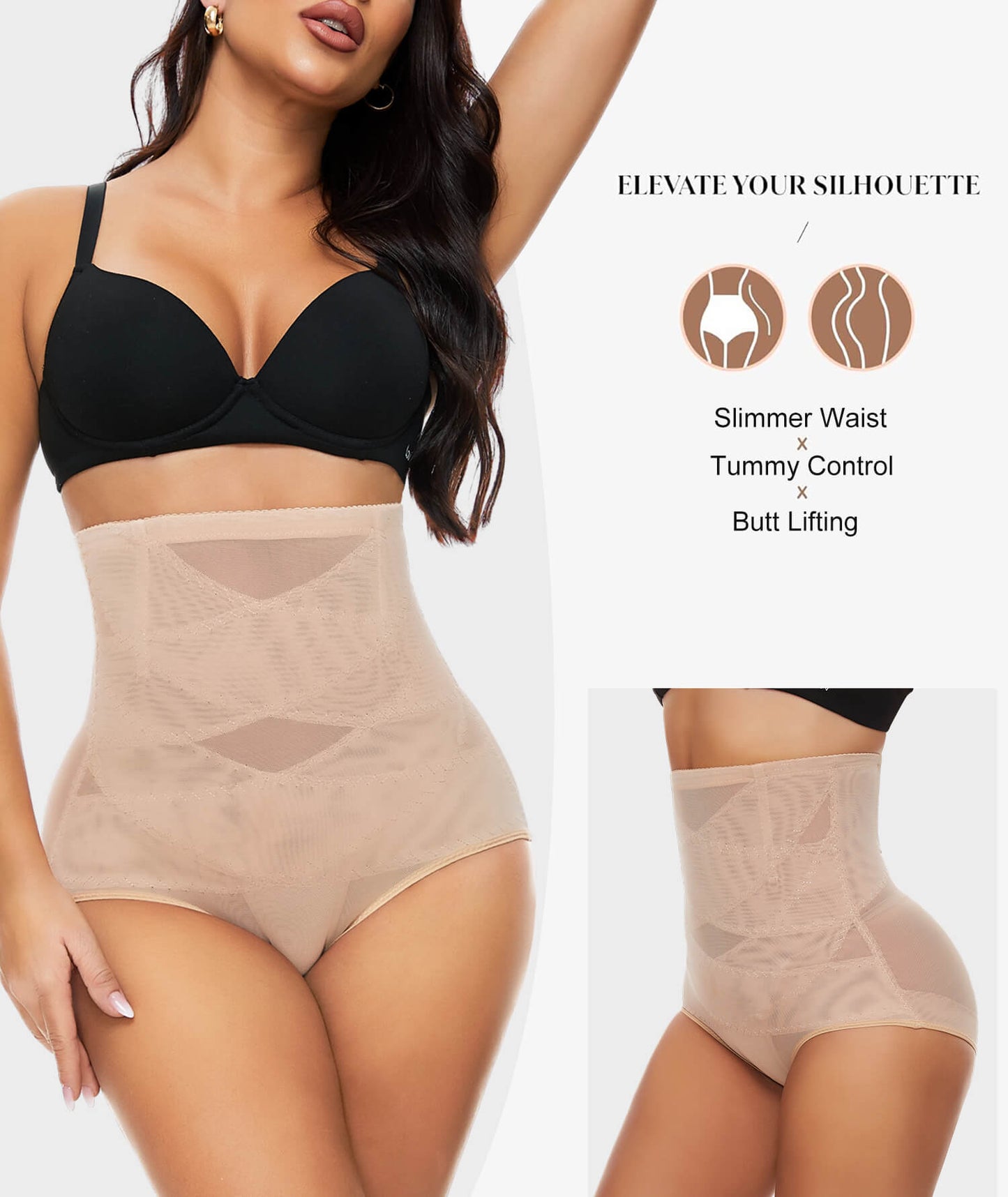 2 Packs Tummy Control Shapewear Panties for Women High Waisted Body Shaper Underwear Seamless Shapewear Panty