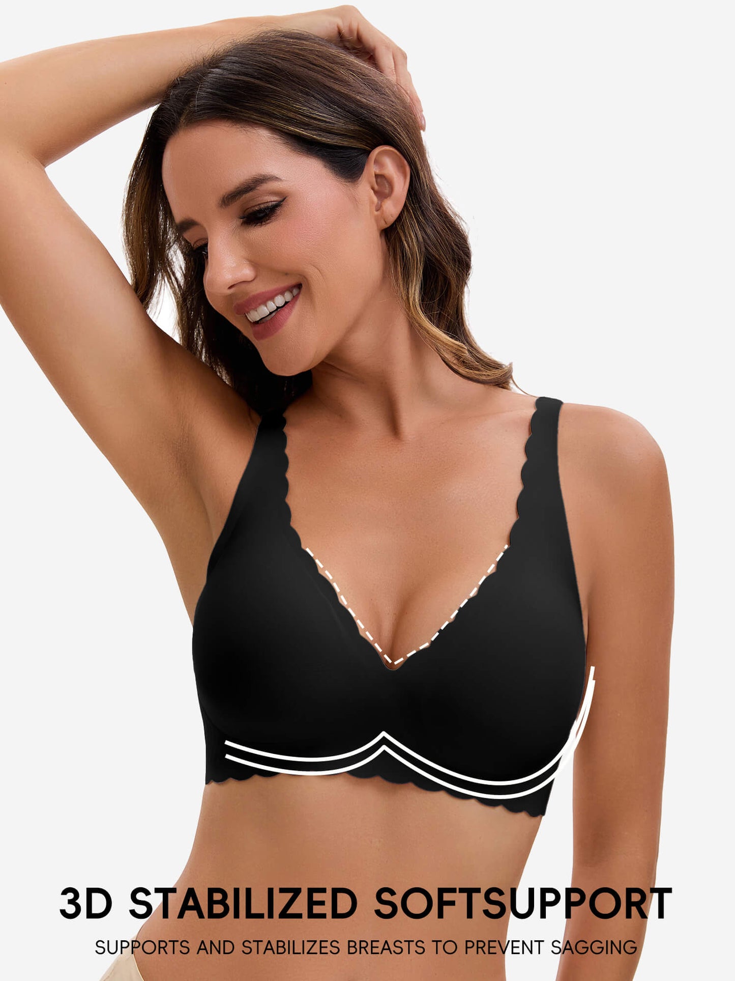 MANIFIQUE Jelly Bras for Women No Underwire Scalloped Push Up Wireless Bralettes Seamless Soft Comfort Everyday Tshirt Bra