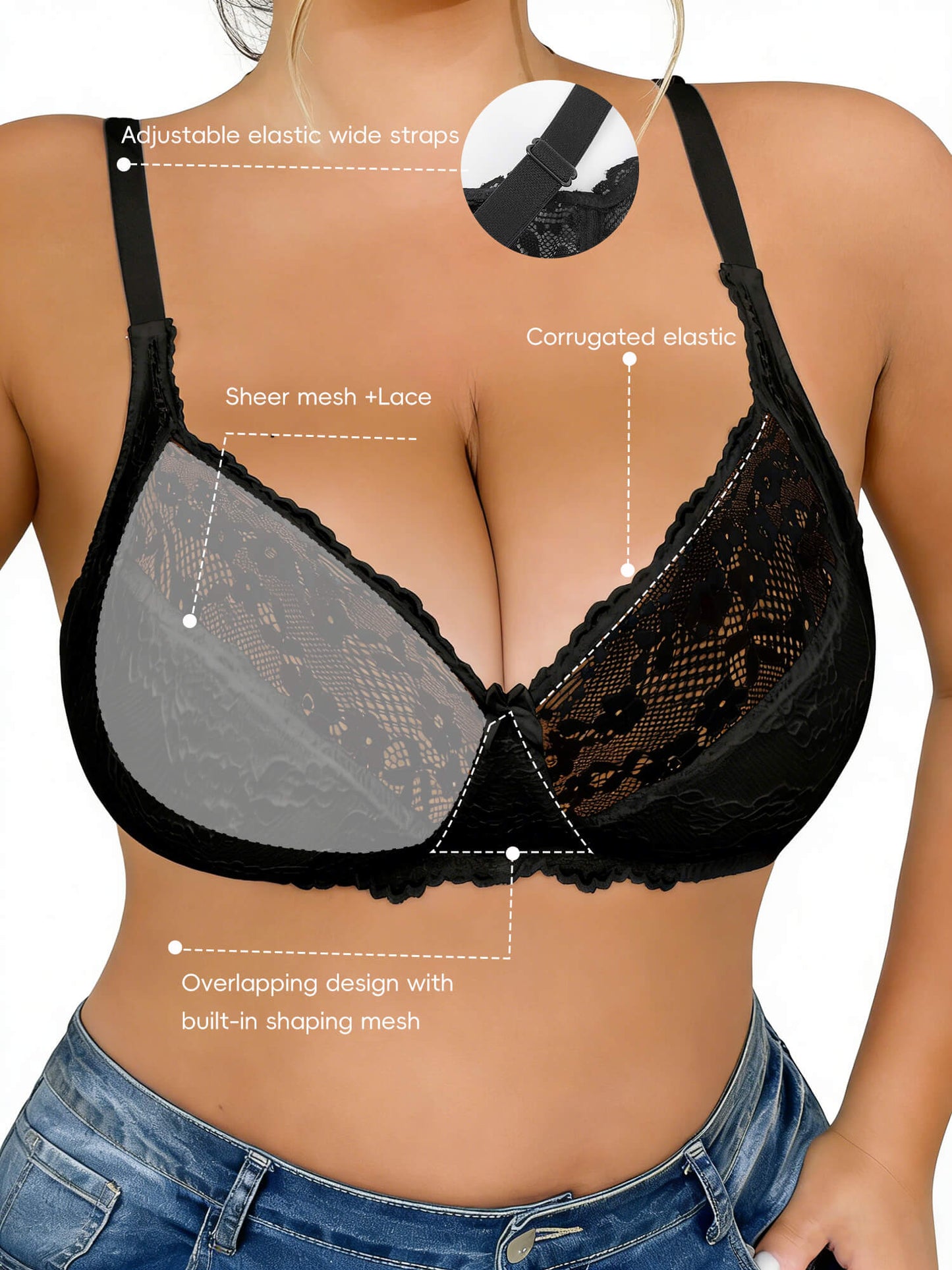 Minimizer Bras for Women Full Coverage Plus Size Bras Lifting Floral Lace Bra for Heavy Breast