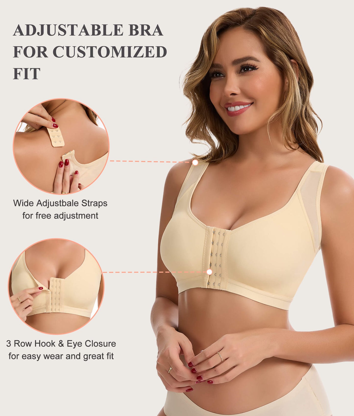 MANIFIQUE Posture Corrector Bra for Women Front Closure Bra Full Coverage Non Padded Wirefree