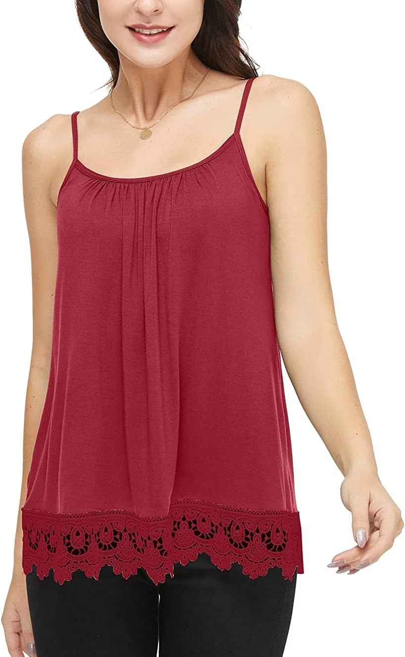 COMFREE Women's Camisole with Built in Bra Plus Size Tank Top Cami Flowy Casual Tops with Adjustable Strap (S-4XL)