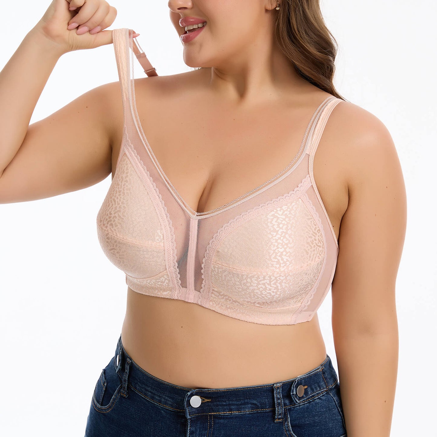 MANIFIQUE Women's Full Figure Minimizer Bras Comfort Large Busts Wire-Free Non Padded Plus Size Bra