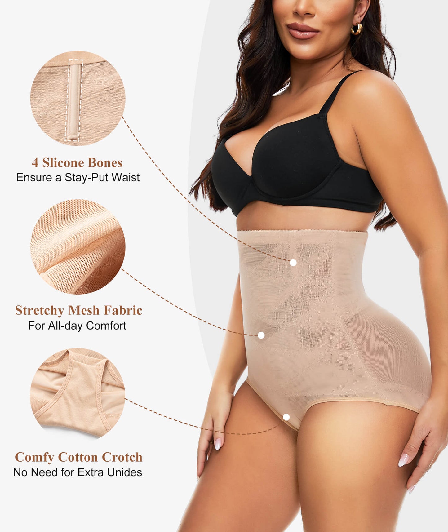 2 Packs Tummy Control Shapewear Panties for Women High Waisted Body Shaper Underwear Seamless Shapewear Panty