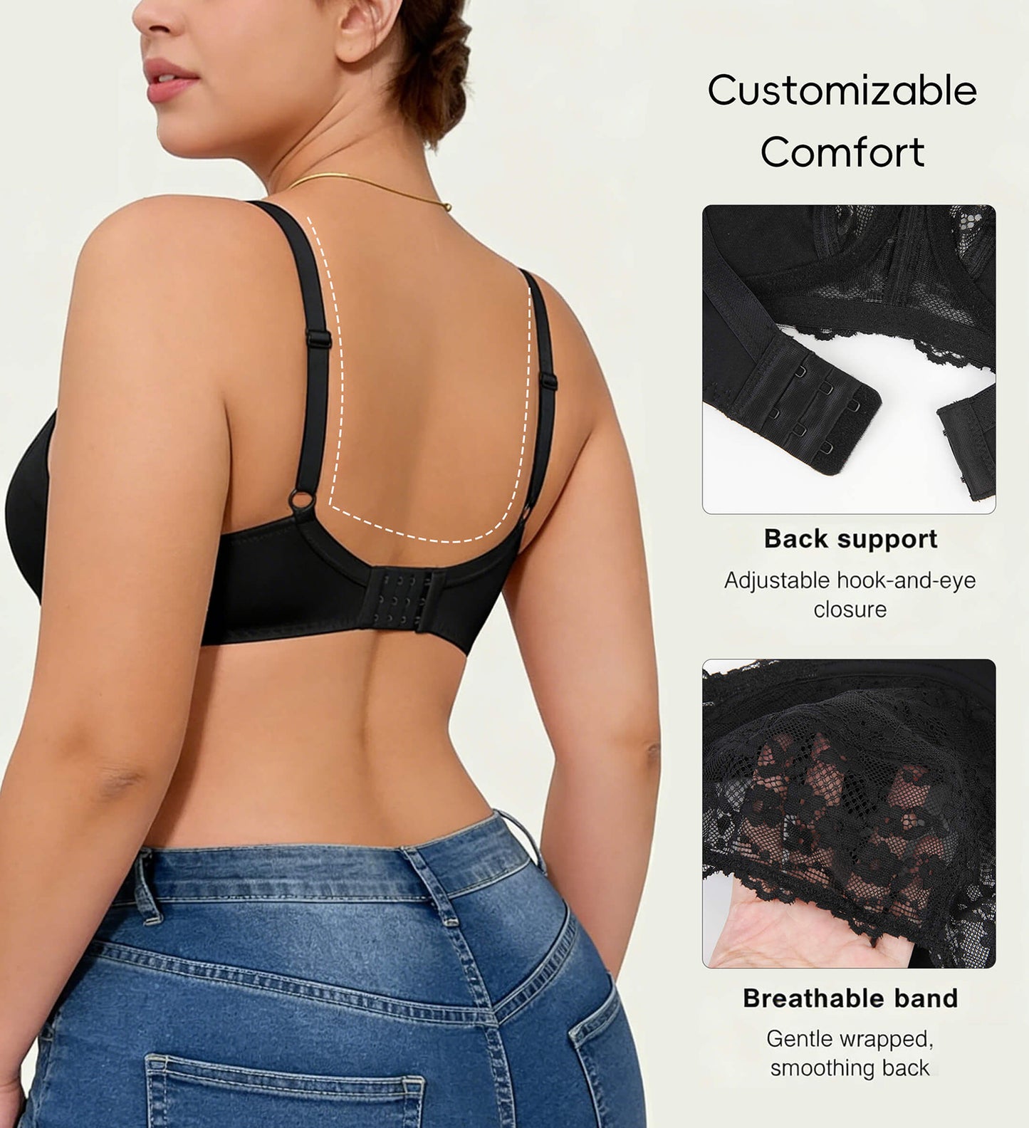Minimizer Bras for Women Full Coverage Plus Size Bras Lifting Floral Lace Bra for Heavy Breast