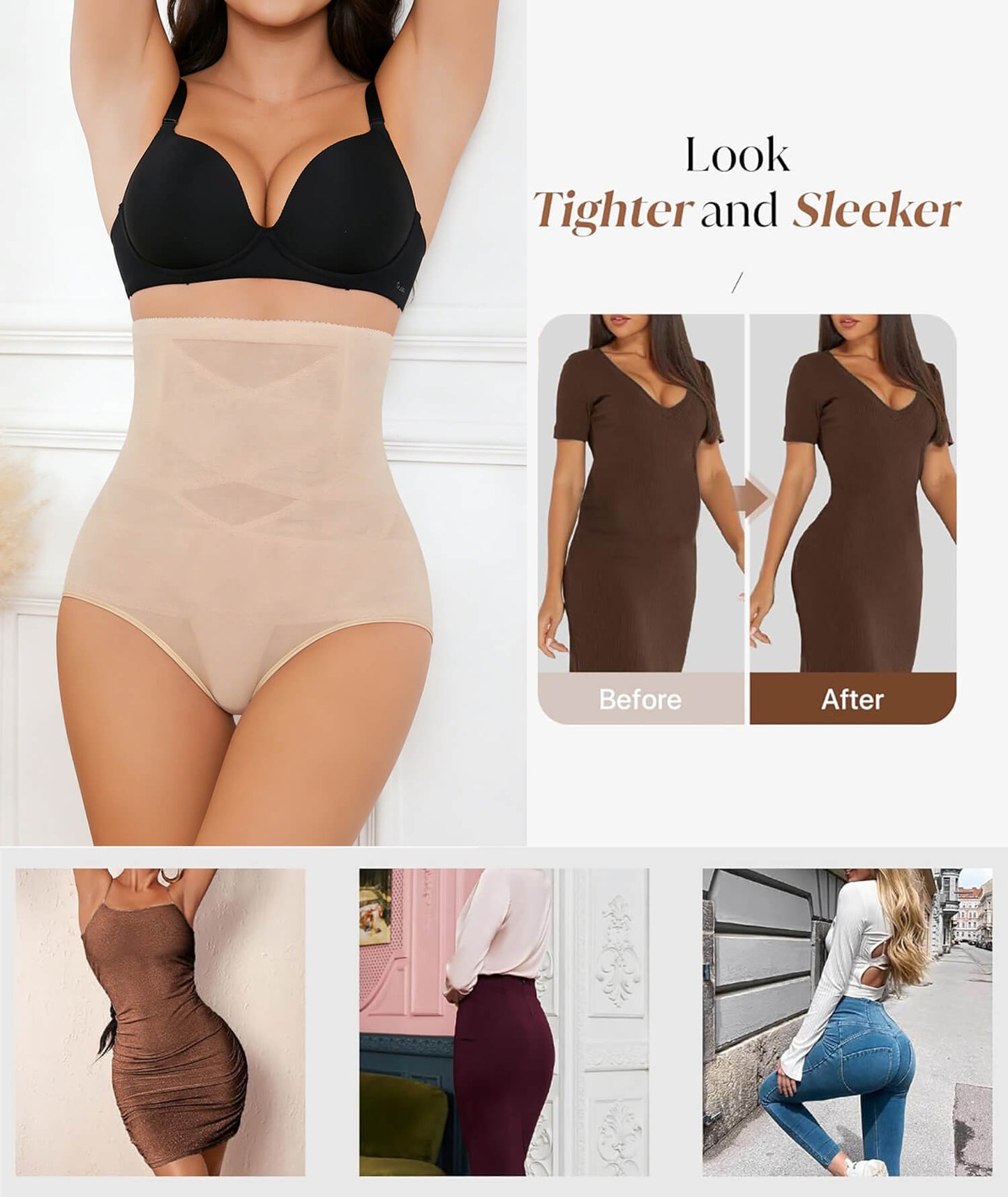 2 Packs Tummy Control Shapewear Panties for Women High Waisted Body Shaper Underwear Seamless Shapewear Panty
