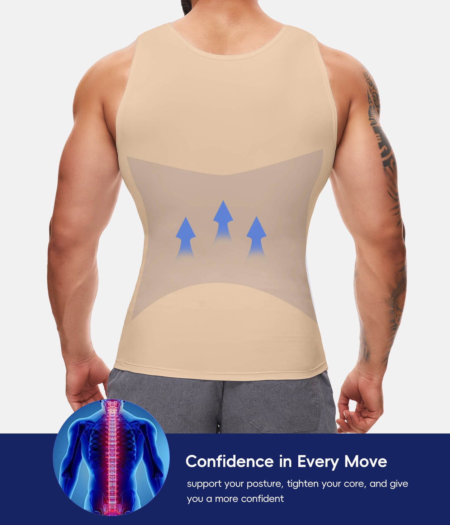 MANIFIQUE Gynecomastia Compression Shirts for Men, Tank Top Tummy Control Body Shaper, Slimming Undershirt