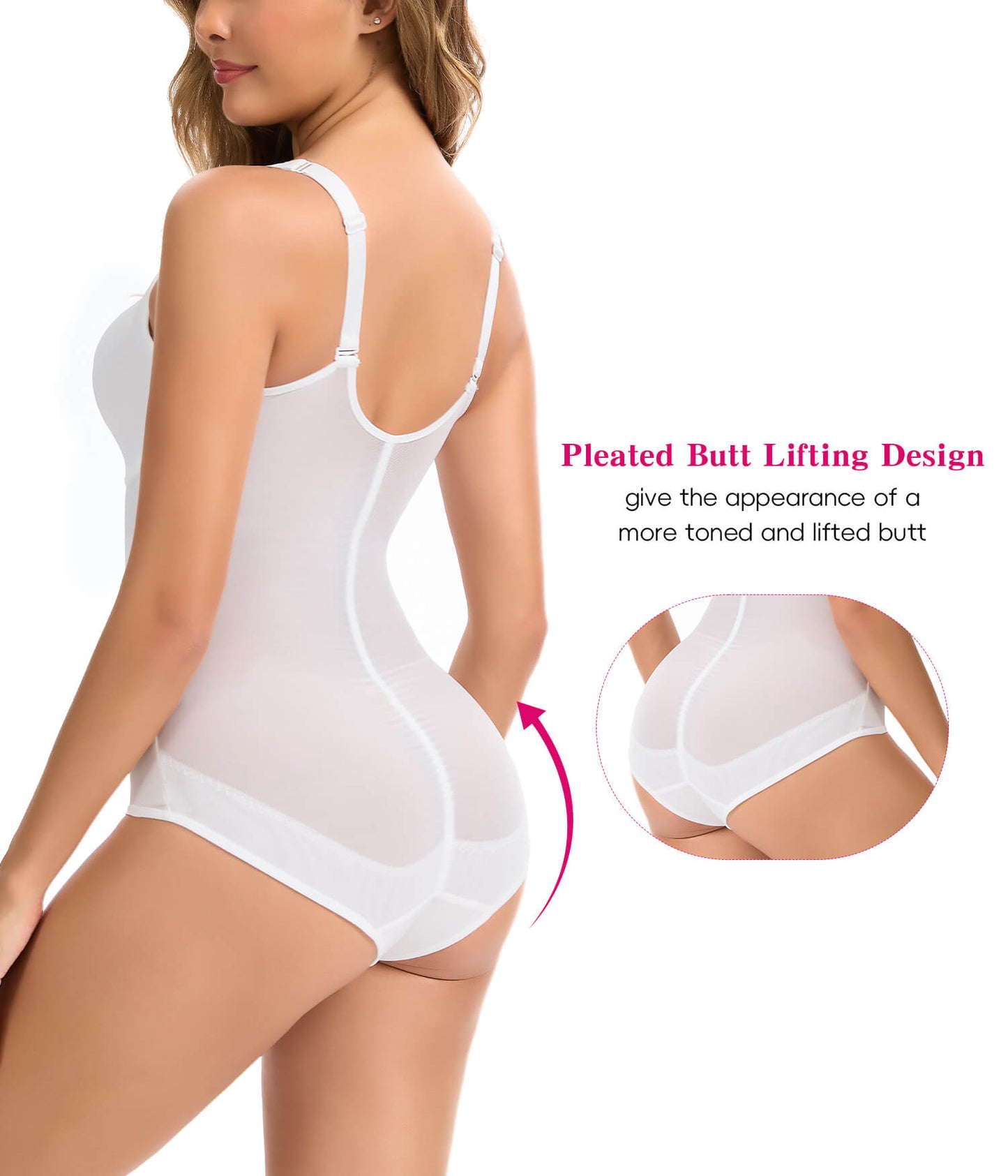 MANIFIQUE Shapewear for Women Tummy Control Bodysuit Faja Body Shaper Waist Trainer V Neck Body Suit with Built in Bra