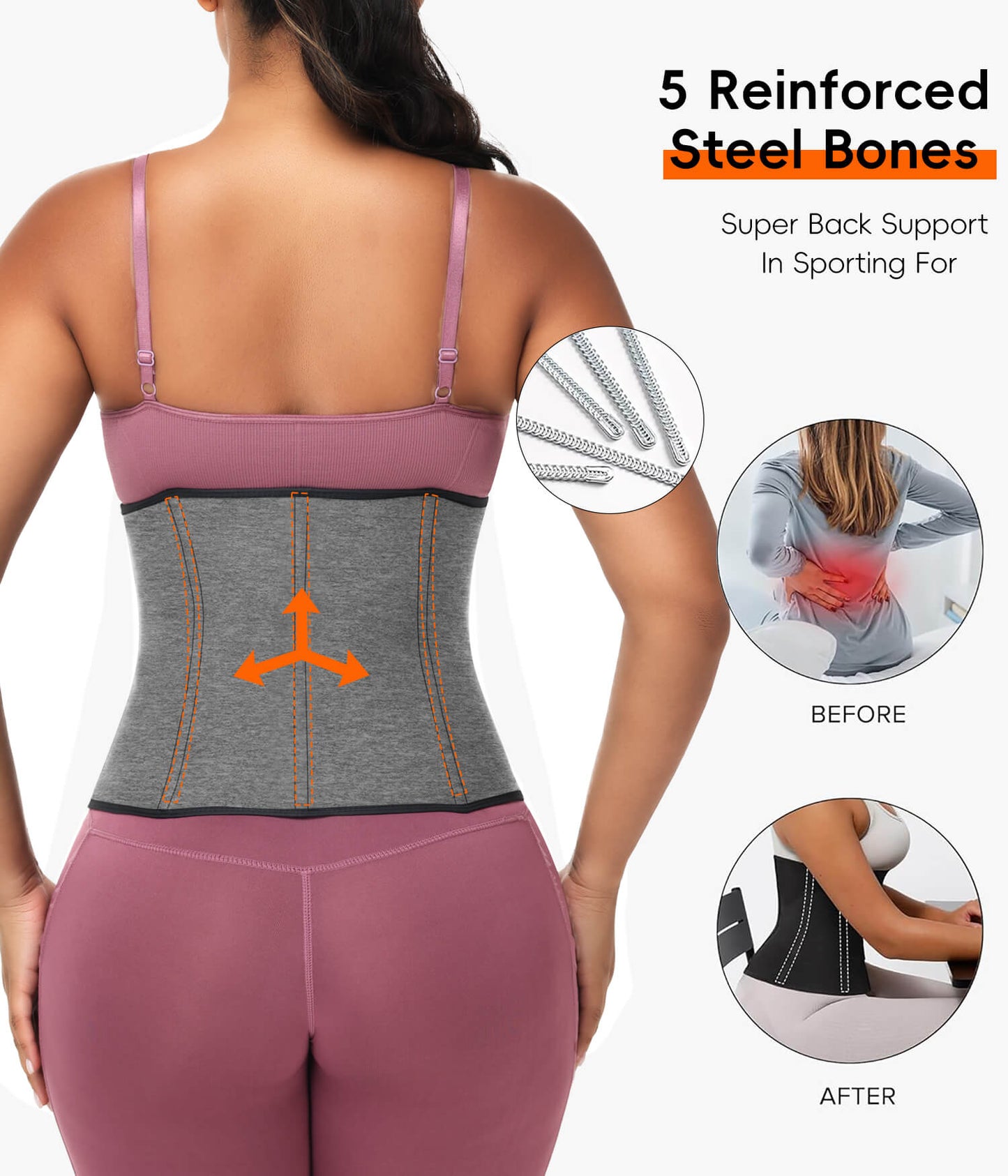 MANIFIQUE Waist Trainer for Women Lower Belly Waist Trimmer Corset with Zipper Sweat Belt