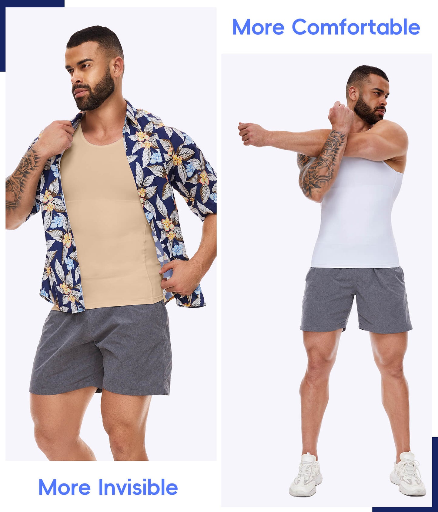 MANIFIQUE Gynecomastia Compression Shirts for Men, Tank Top Tummy Control Body Shaper, Slimming Undershirt