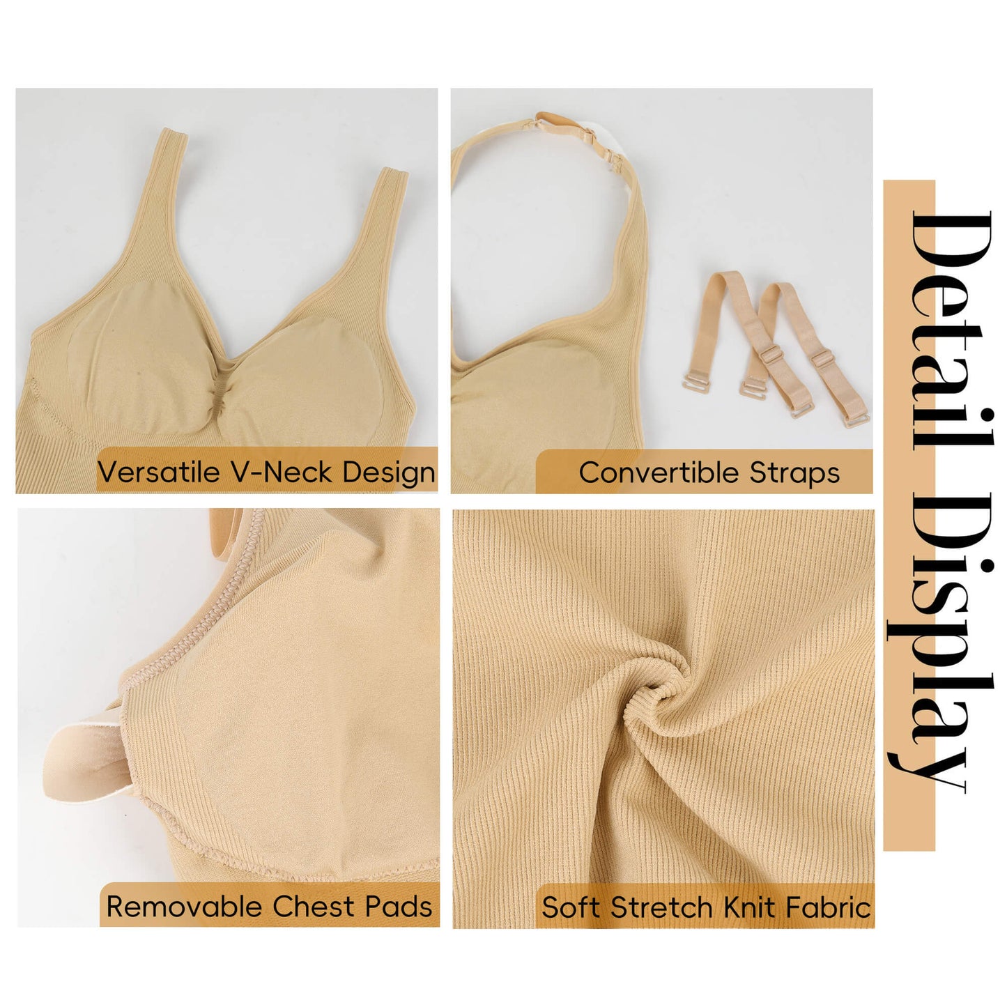 MANIFIQUE Halter Tops for Women with Built in Bras V Neck Slim Fit Cami Backless Trendy Going Out Tops