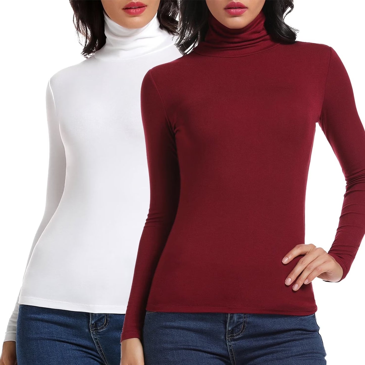 FITVALEN Turtleneck for Women Long Sleeve Women's Shirt Lightweight Basic Stretch Layer Top