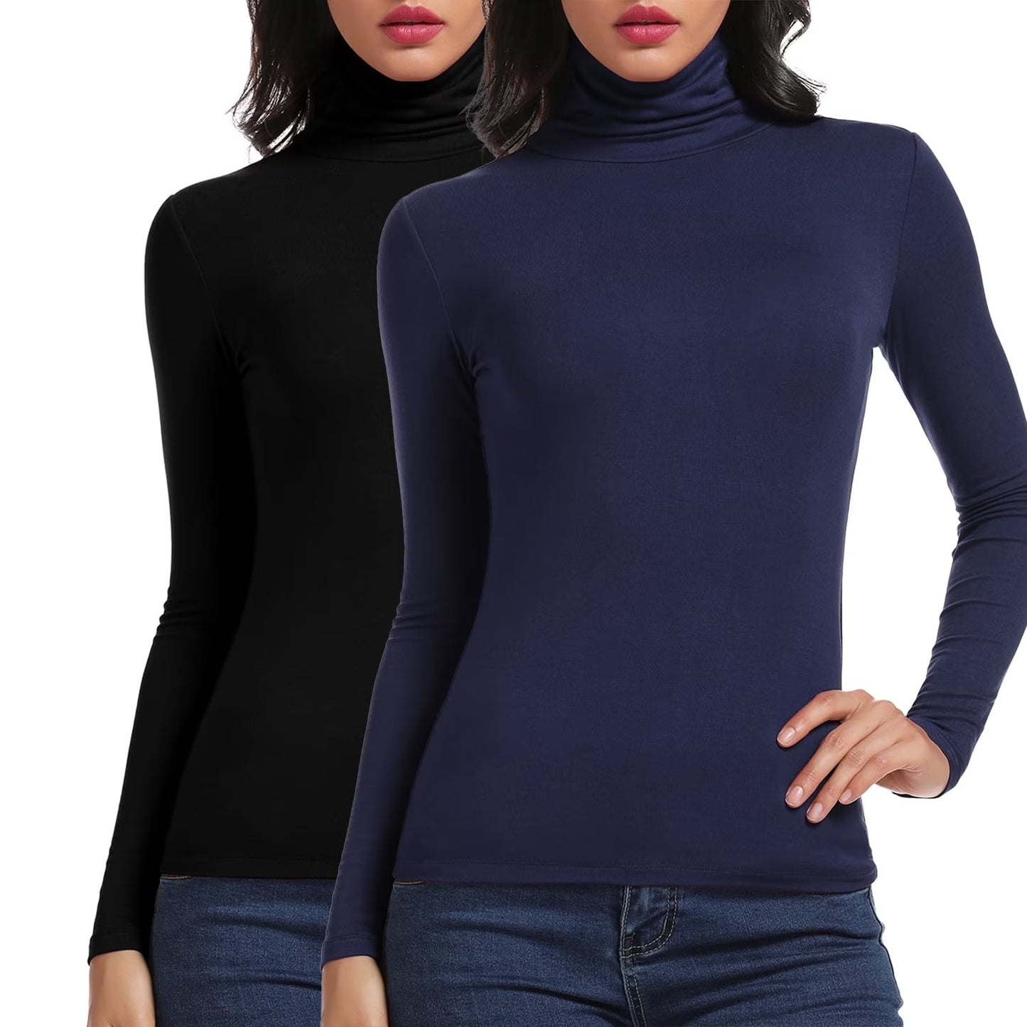 FITVALEN Turtleneck for Women Long Sleeve Women's Shirt Lightweight Basic Stretch Layer Top