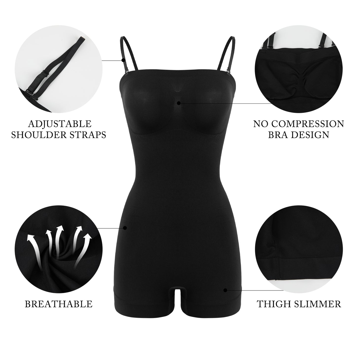 Vaslanda Strapless Shapewear for Women Seamless Tummy Control Bodysuit with Removable Straps