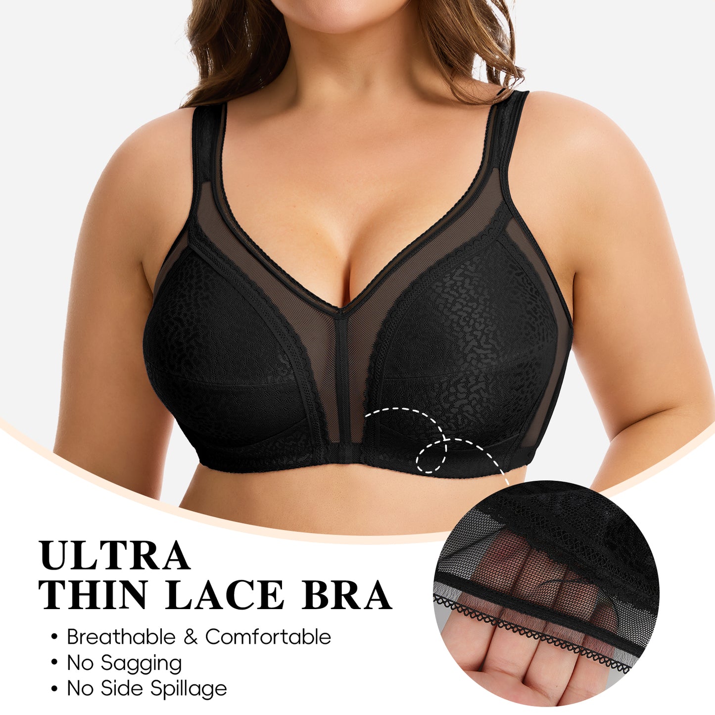 Vaslanda Women's Plus Size Full Coverage Bra Wireless Minimizer Bra No Underwire Comfort Everyday Bra for Full Figure XL-4XL