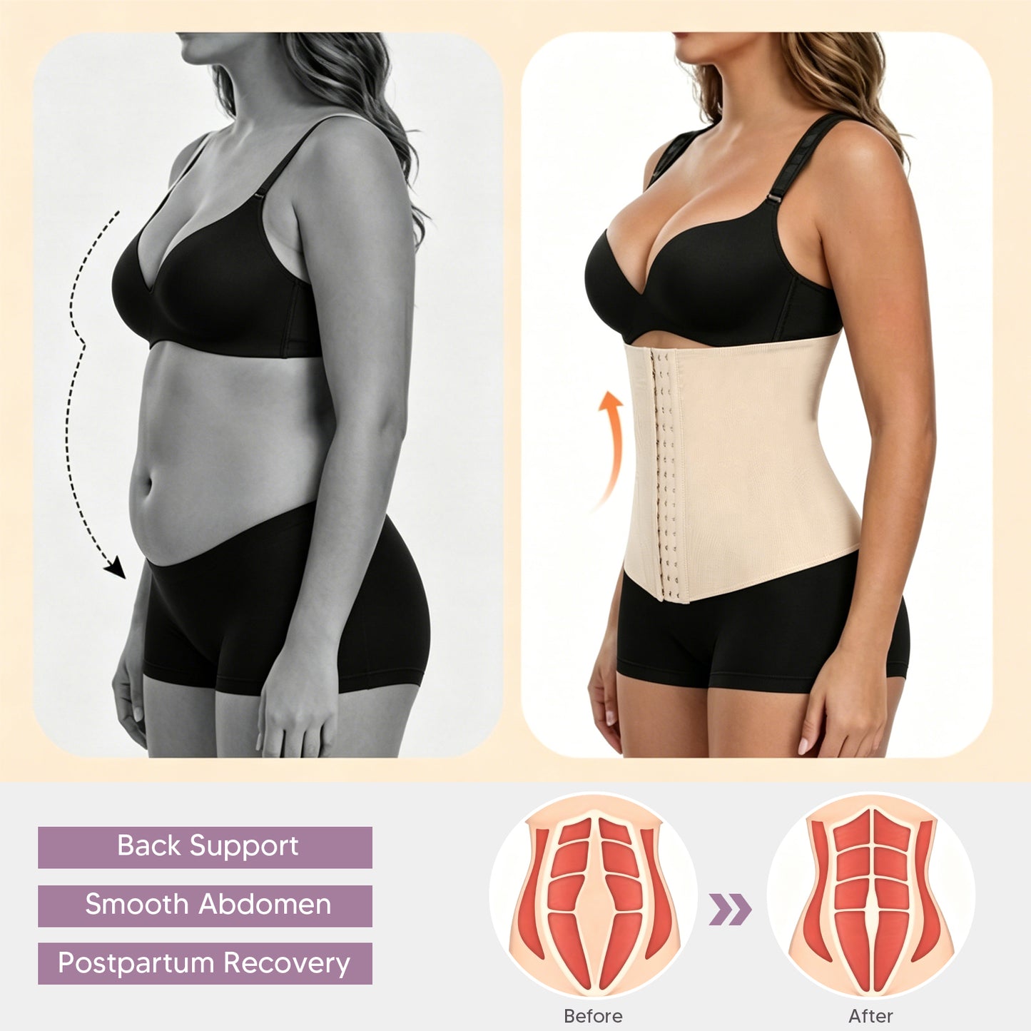 Vaslanda Waist Trainer Corset Shapewear Tummy Control Corset Waist Cincher Shapewear for Women Faja Postpartum Belly Band Wrap