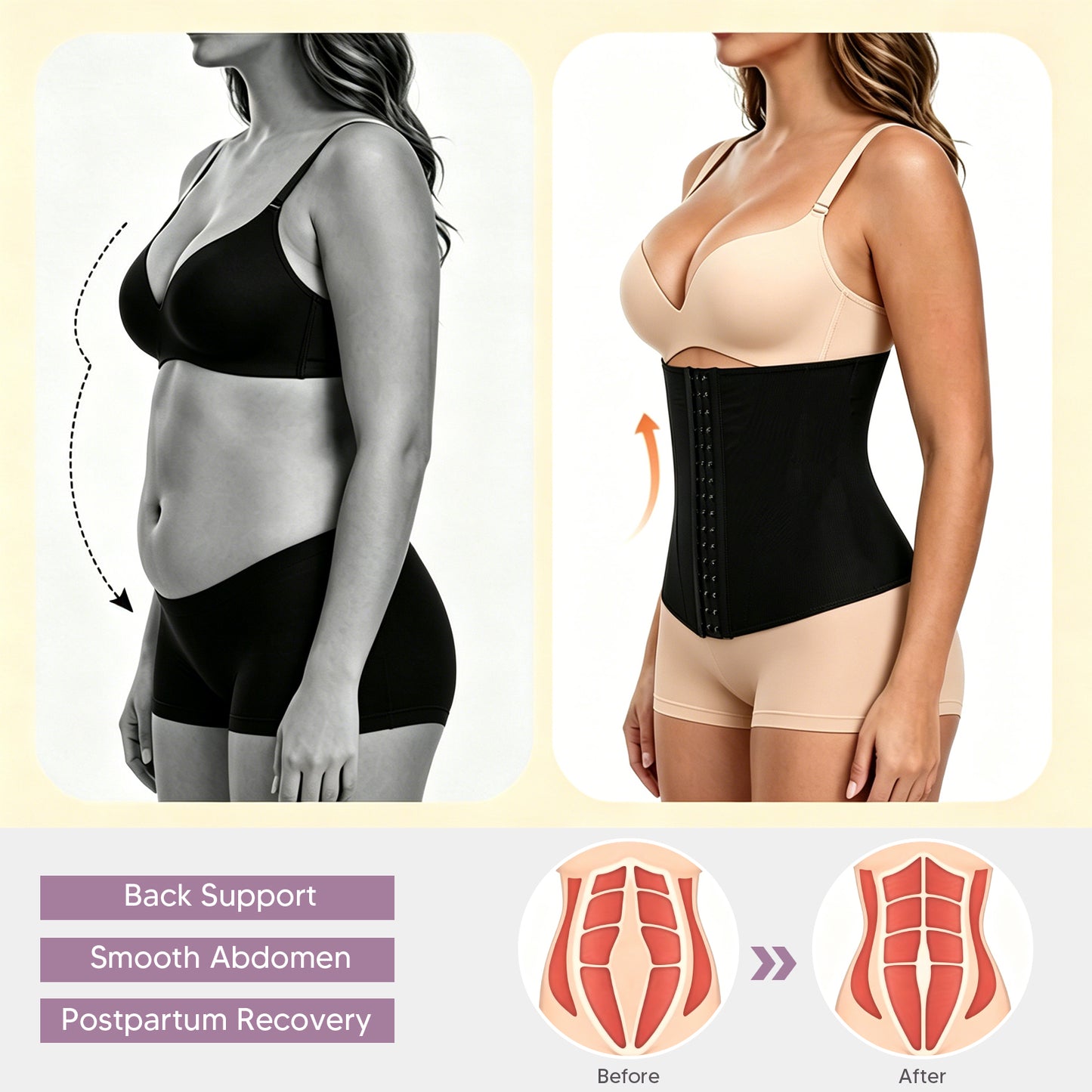 Vaslanda Waist Trainer Corset Shapewear Tummy Control Corset Waist Cincher Shapewear for Women Faja Postpartum Belly Band Wrap