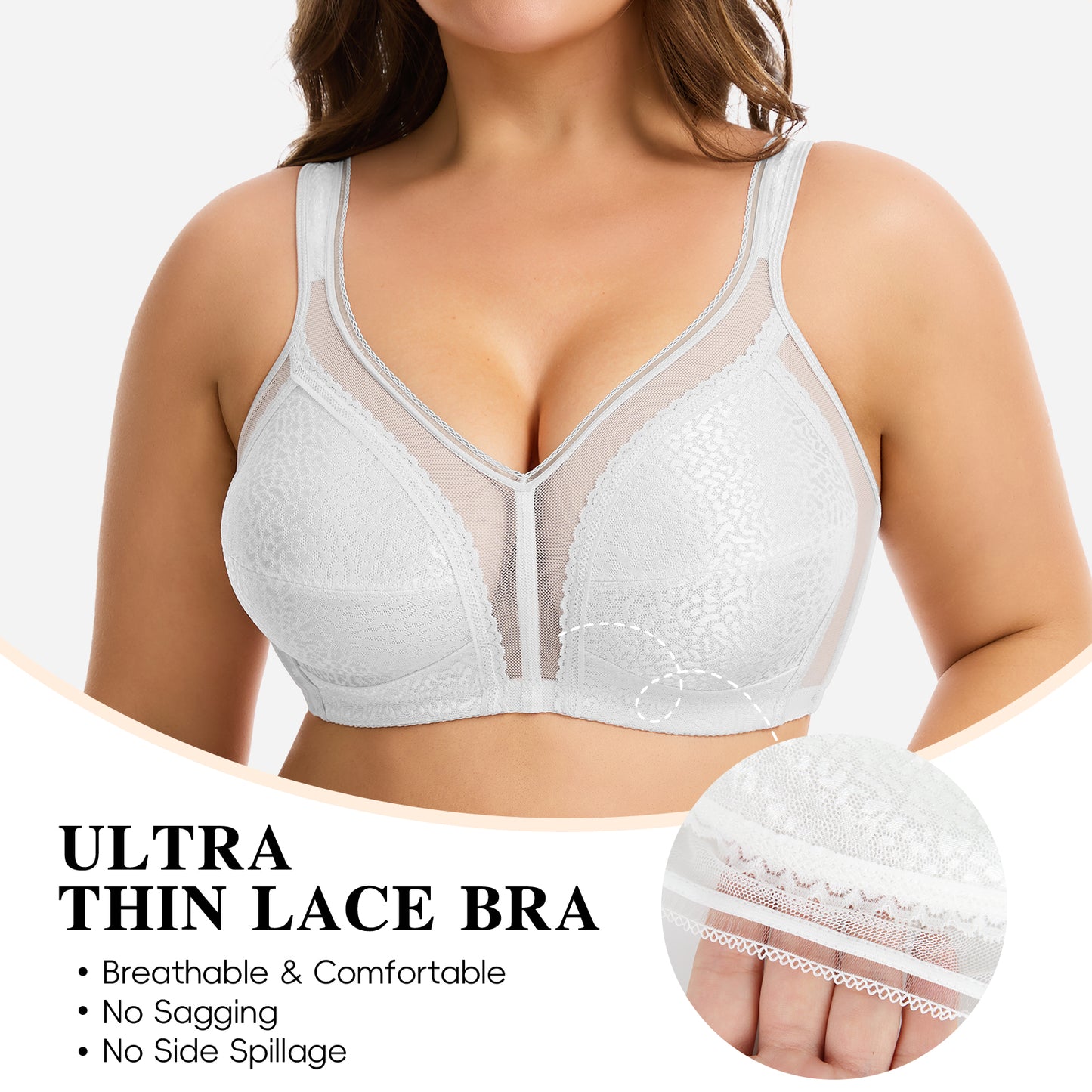 Vaslanda Women's Plus Size Full Coverage Bra Wireless Minimizer Bra No Underwire Comfort Everyday Bra for Full Figure XL-4XL
