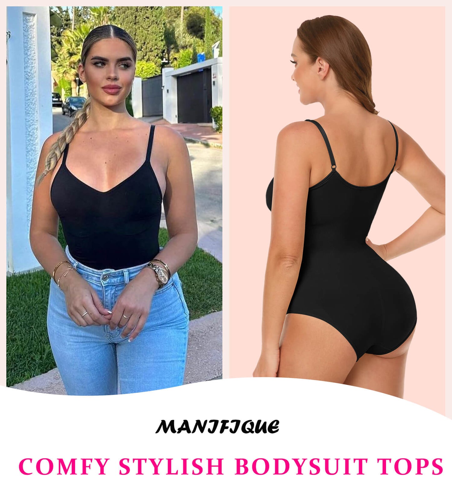 MANIFIQUE 3 Piece Shapewear Bodysuits Women Clothing Tummy Control Seamless Full Body Shaper V Neck Jumpsuits Top