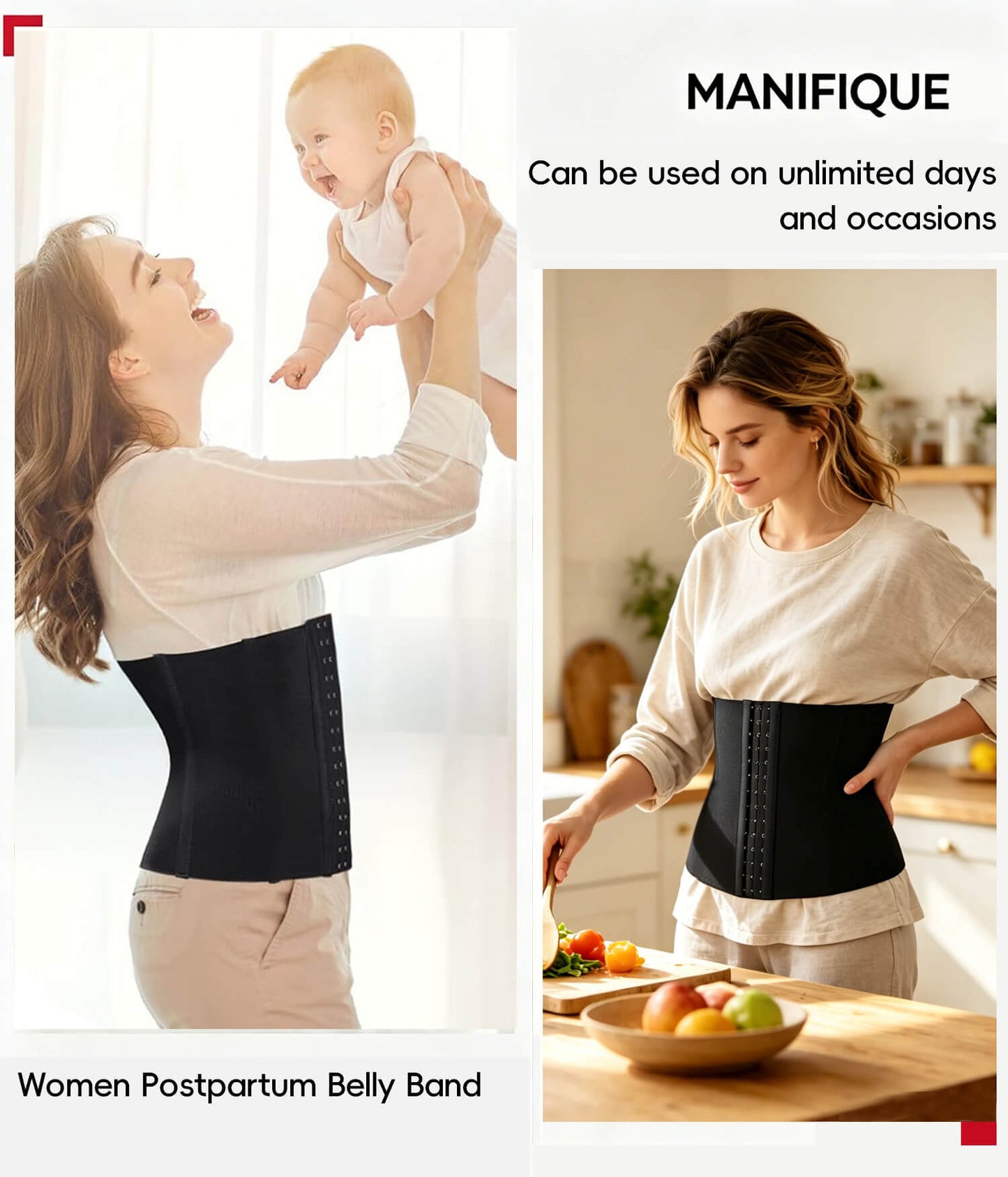 MANIFIQUE Waist Trainer for Women Tummy Control Shapewear Waist Cincher Faja Postpartum Belly Band Wrap