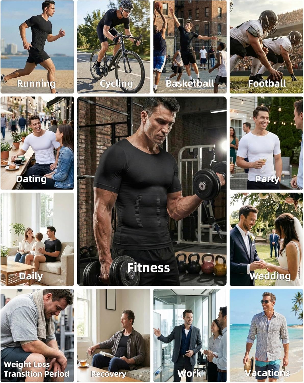 MANIFIQUE Gynecomastia Short Sleeve Slimming Compression Shirt Men, Shapewear Mens Tank Top Body Shaper, Athletic Workout Shirts