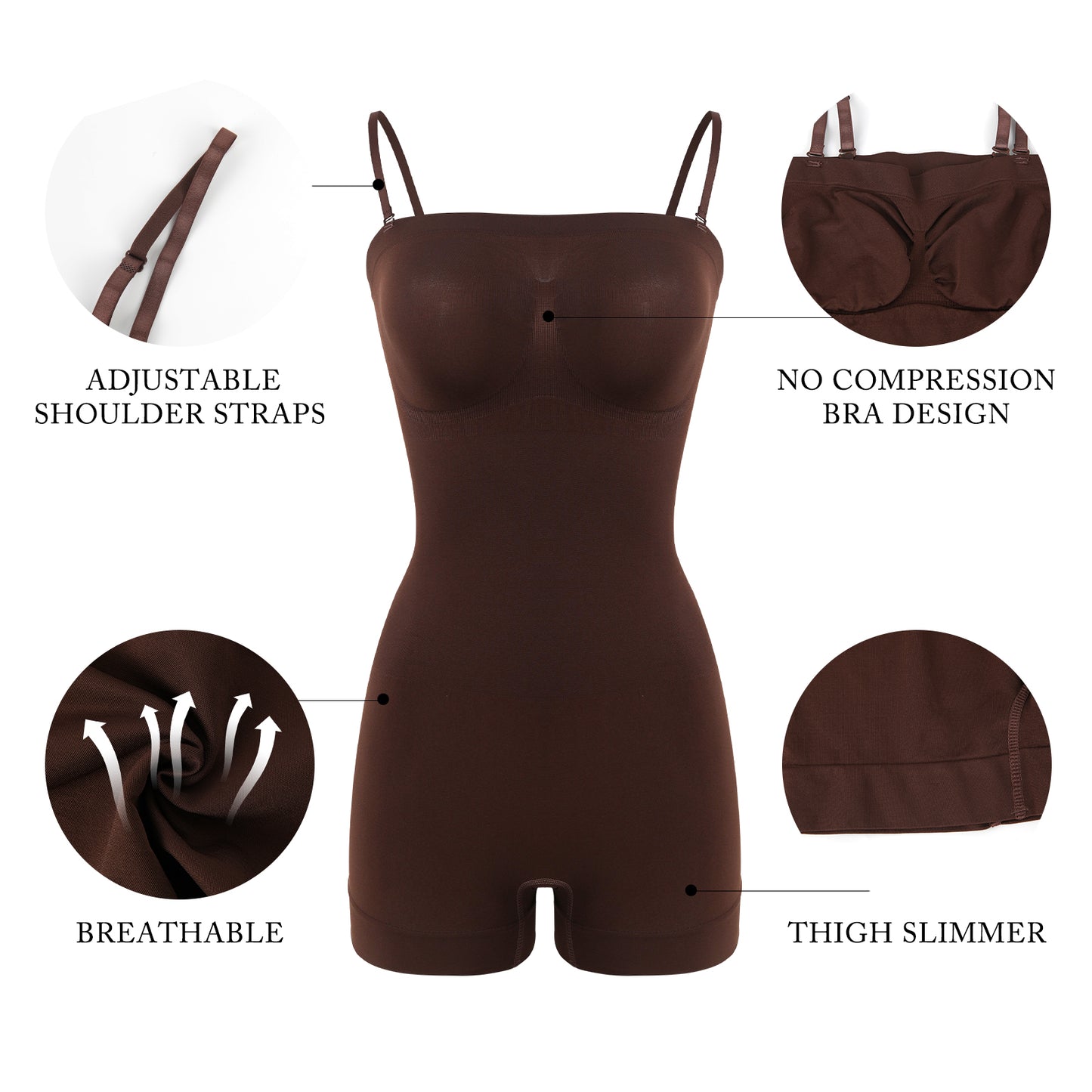 Vaslanda Strapless Shapewear for Women Seamless Tummy Control Bodysuit with Removable Straps
