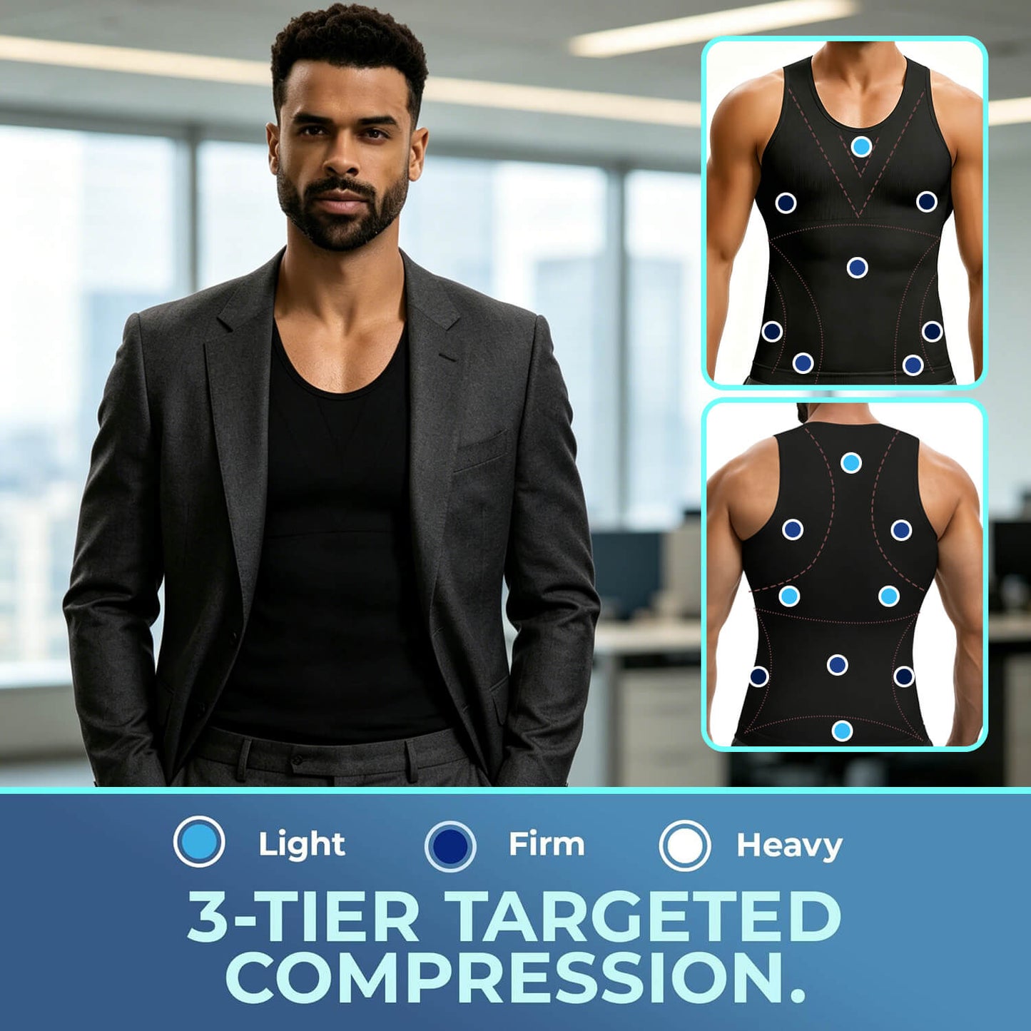 MANIFIQUE Gynecomastia Compression Shirts for Men - Sleeveless Slimming Undershirts Body Shaper Workout Tank Top