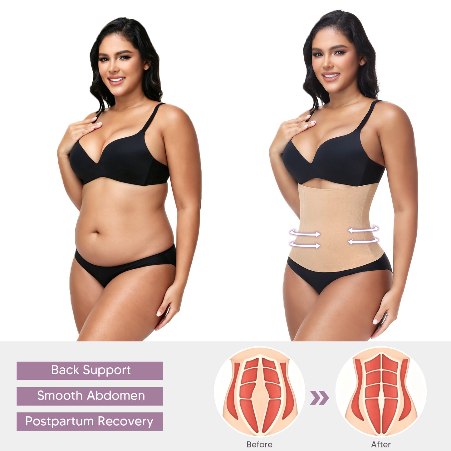 Vaslanda Waist Trainer for Women Tummy Control Postpartum Underbust Seamless Firm Shaping Waist Trainer