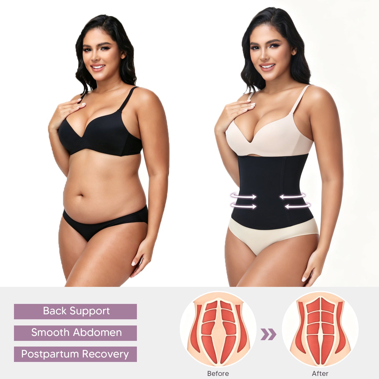 Vaslanda Waist Trainer for Women Tummy Control Postpartum Underbust Seamless Firm Shaping Waist Trainer