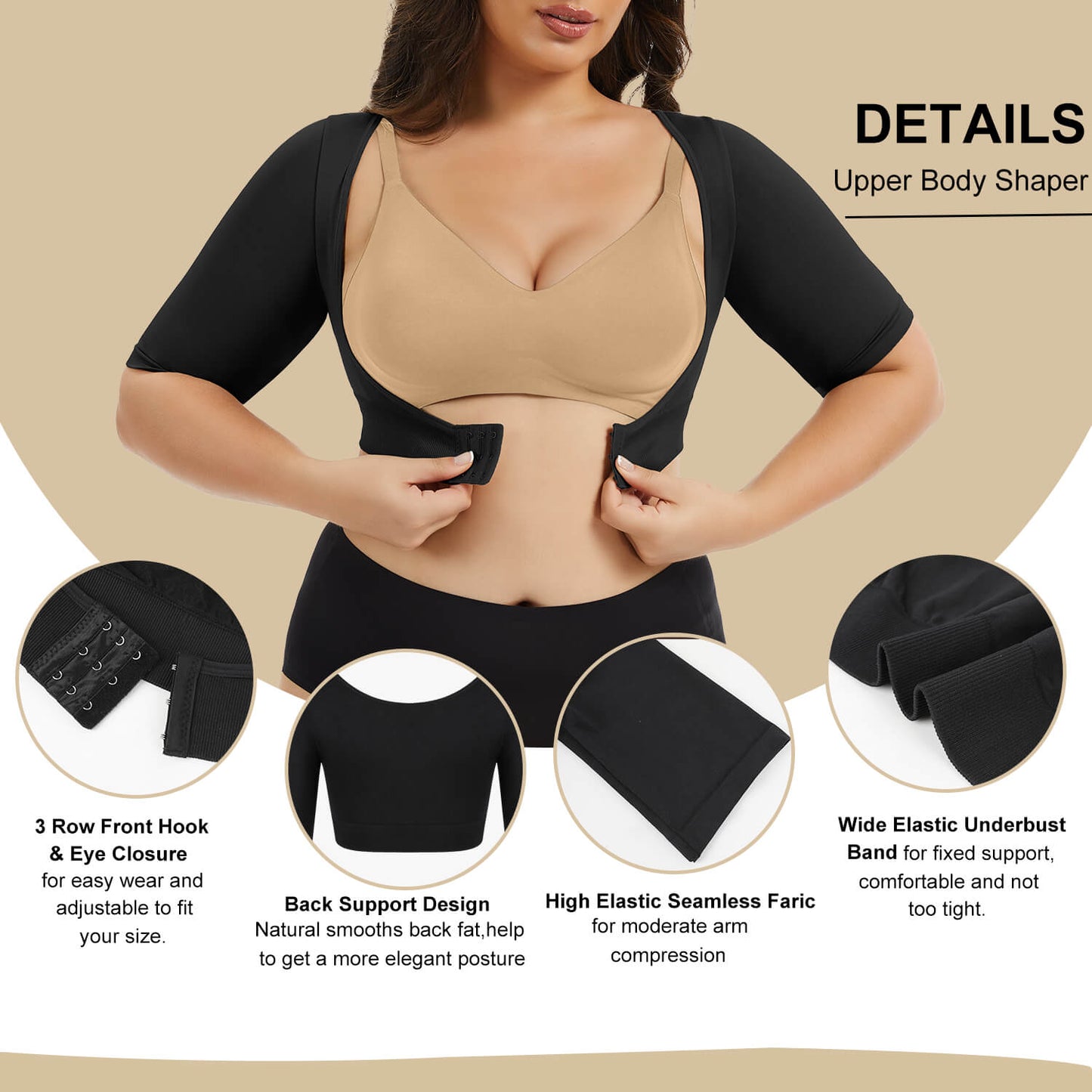 MANIFIQUE Women's Plus Size Shapewear Tops Post Surgery Compression Sleeve for Arm Shaper