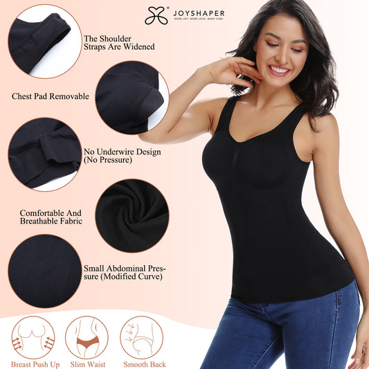 Women'S Seamless Shapewear Tank Top Compression Undershirt With Built-In Bra For Intimate Underwear