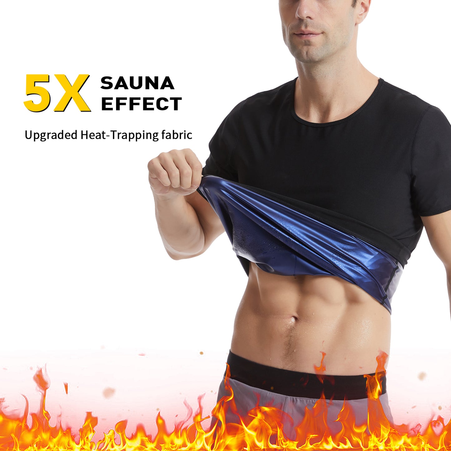 Lalamelon Men's Sauna Suit Shirt Heat Trapping Sweat Compression Shapewear Top Workout Shaper