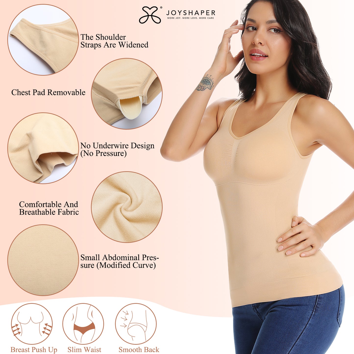 Women'S Seamless Shapewear Tank Top Compression Undershirt With Built-In Bra For Intimate Underwear
