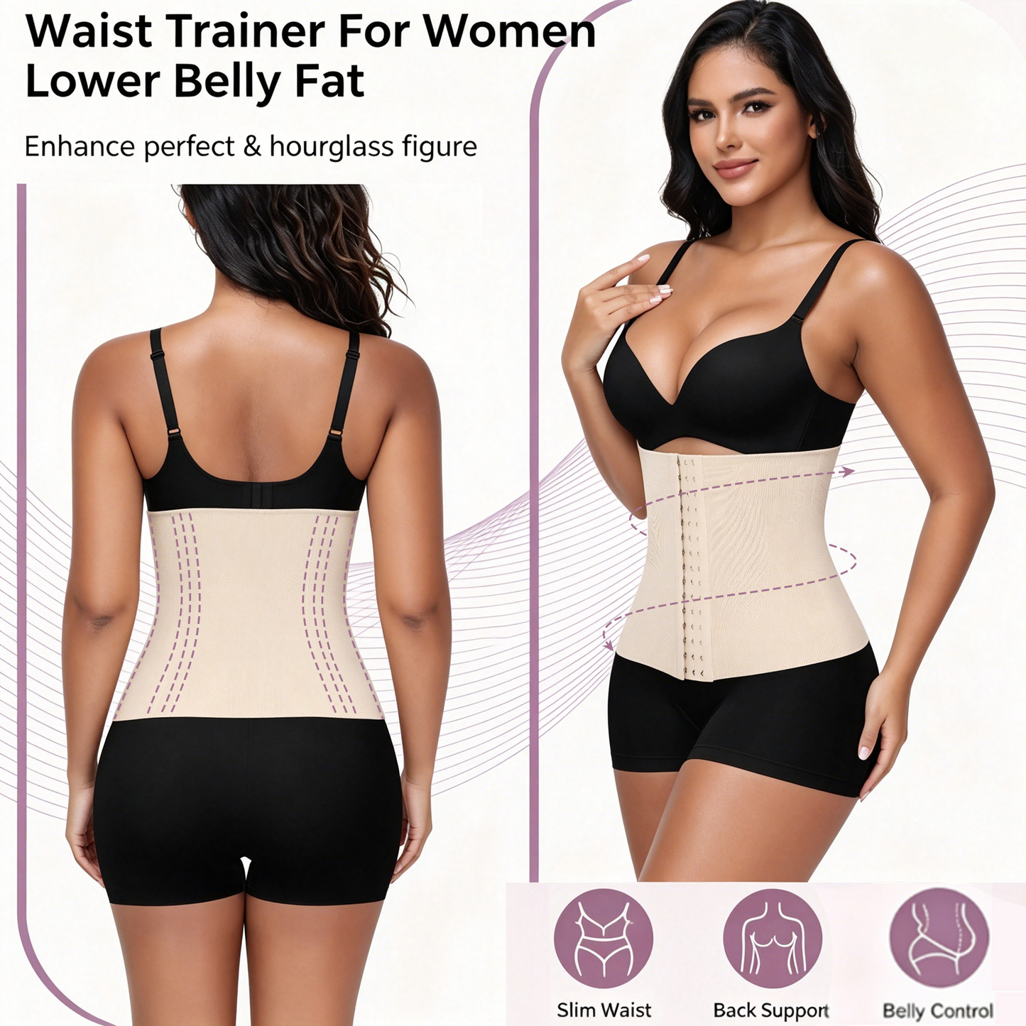 Vaslanda Waist Trainer Corset Shapewear Tummy Control Corset Waist Cincher Shapewear for Women Faja Postpartum Belly Band Wrap