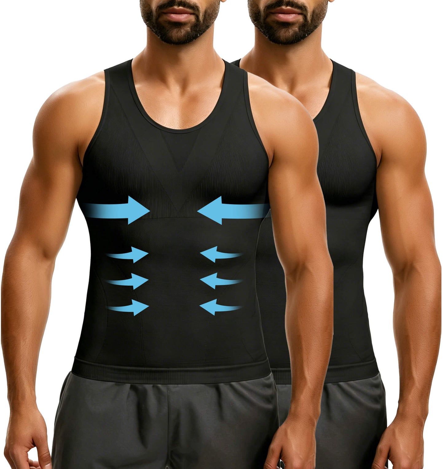 MANIFIQUE Gynecomastia Compression Shirts for Men - Sleeveless Slimming Undershirts Body Shaper Workout Tank Top